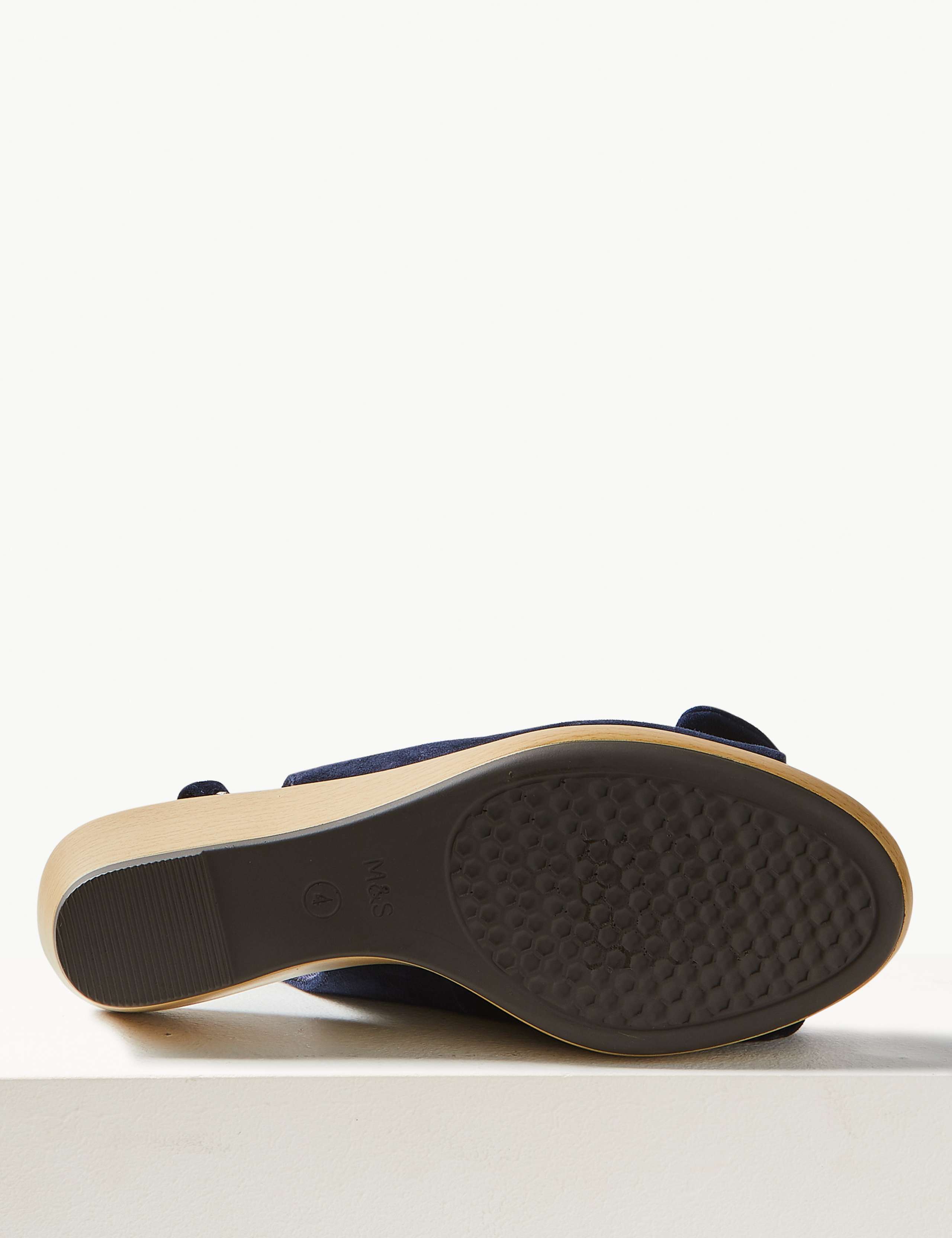Suede Wedge Bow Sandals 5 of 6