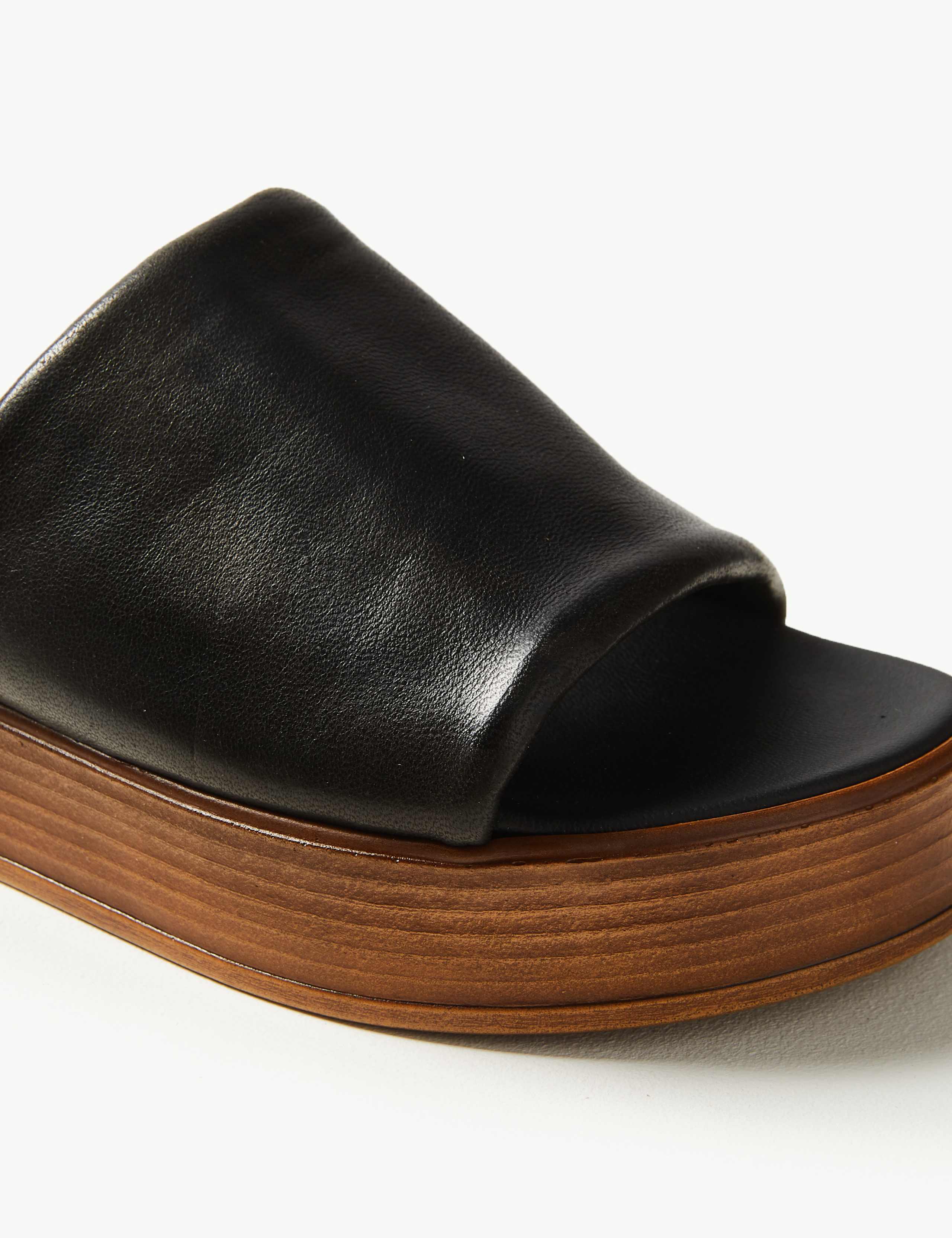 Leather Flatform Heel Mules 4 of 5