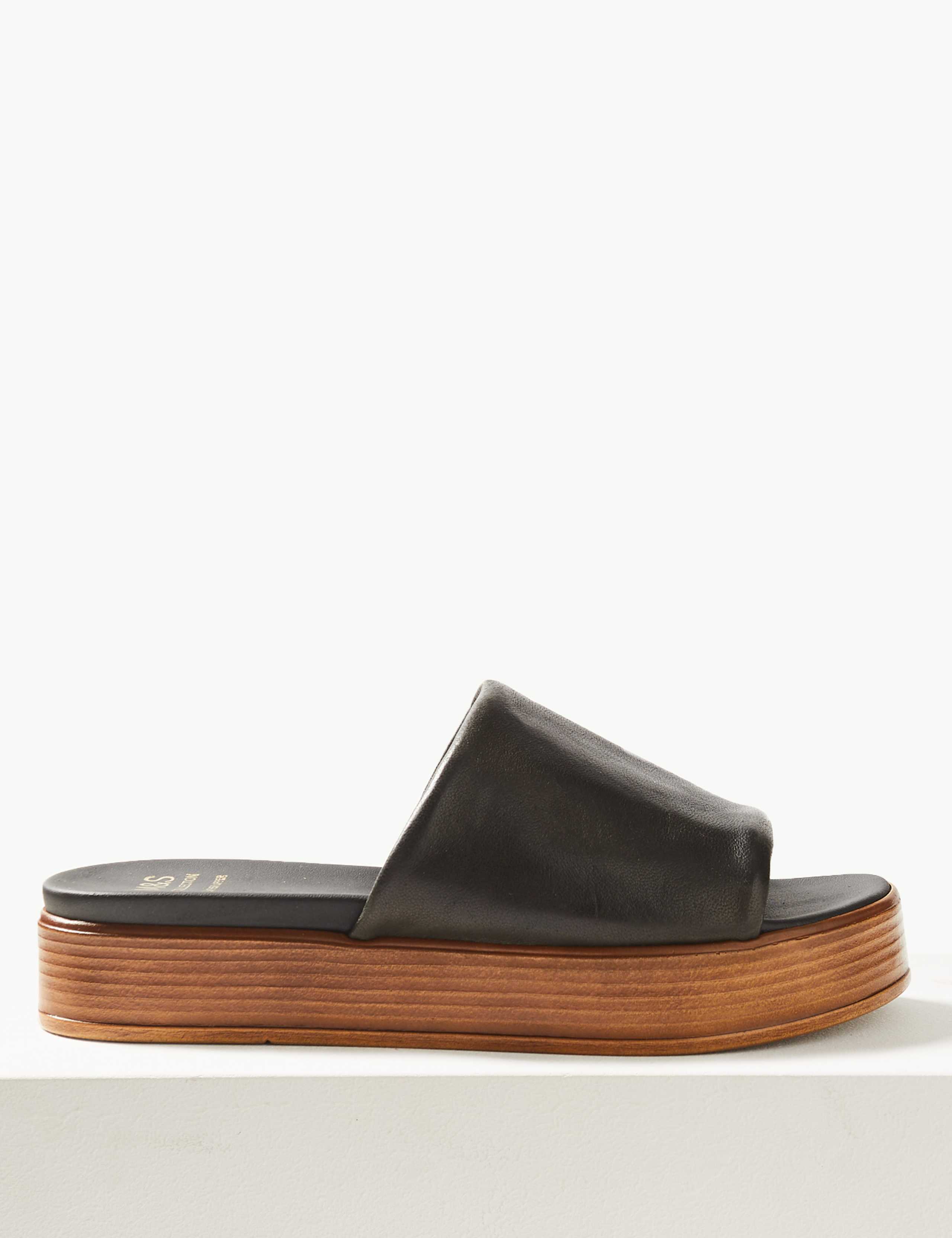 Leather Flatform Heel Mules 2 of 5