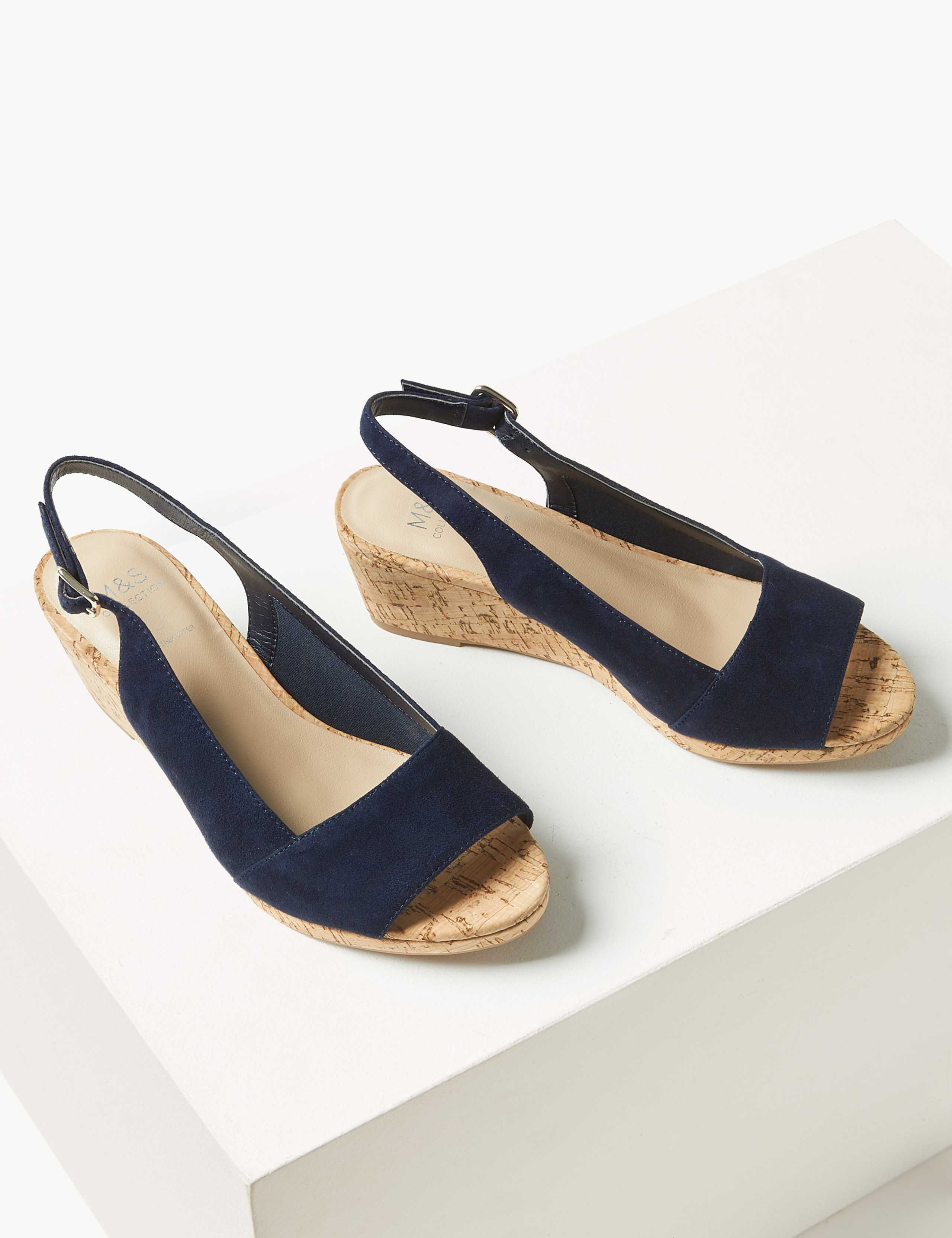 Suede Wedge Open Toe Sandals 3 of 5