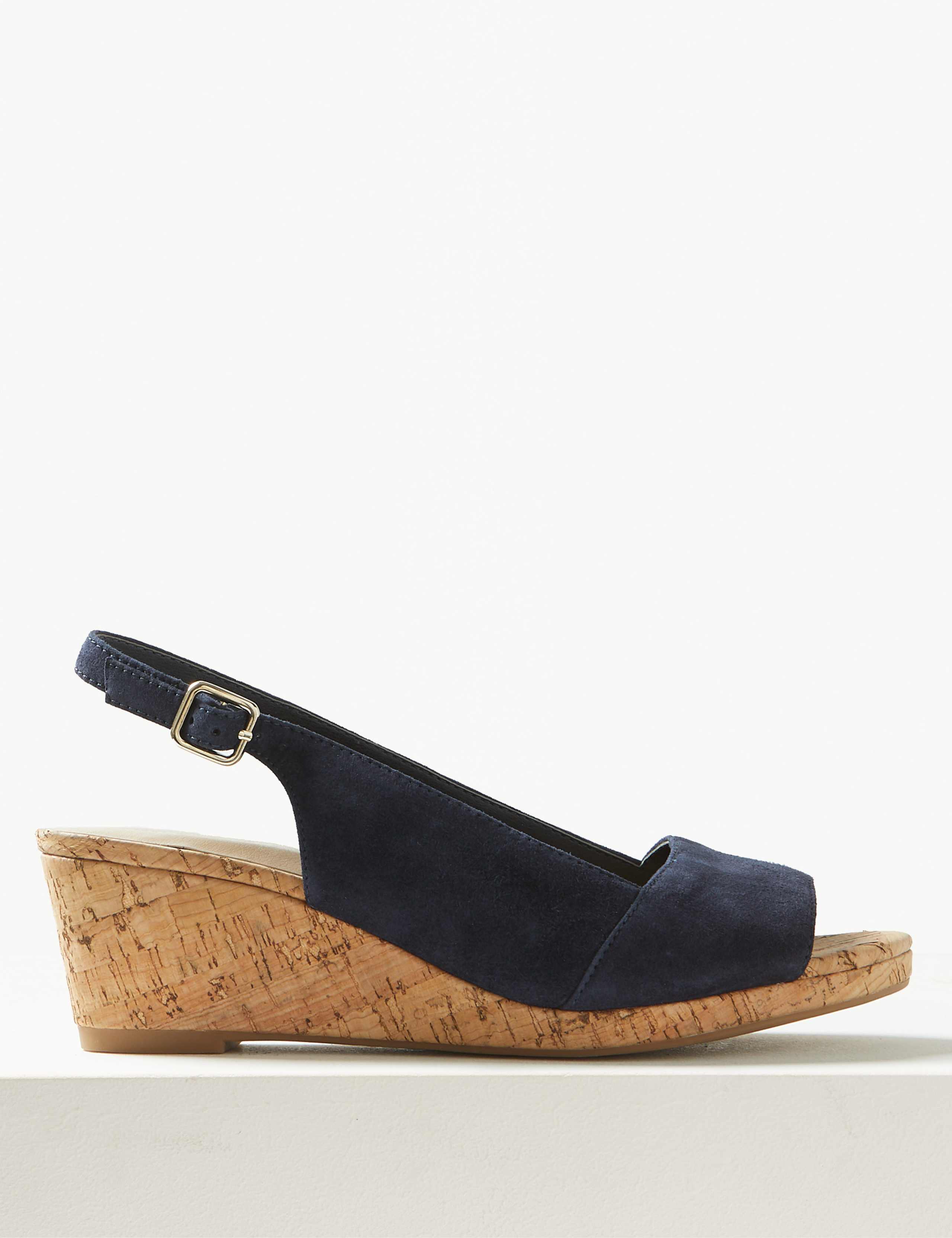 Suede Wedge Open Toe Sandals 2 of 5