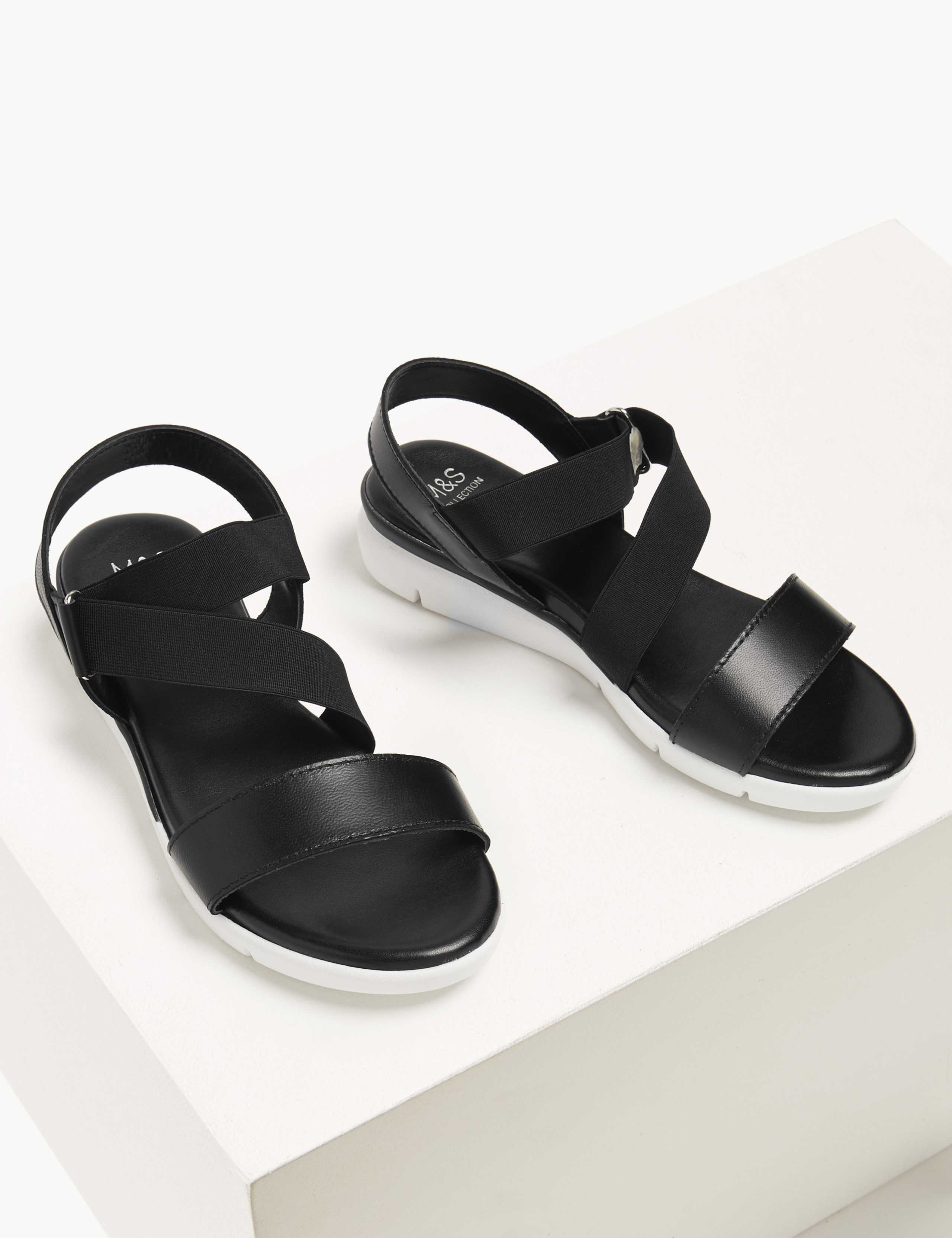 Leather Asymmetric Elastic Sandals 2 of 4