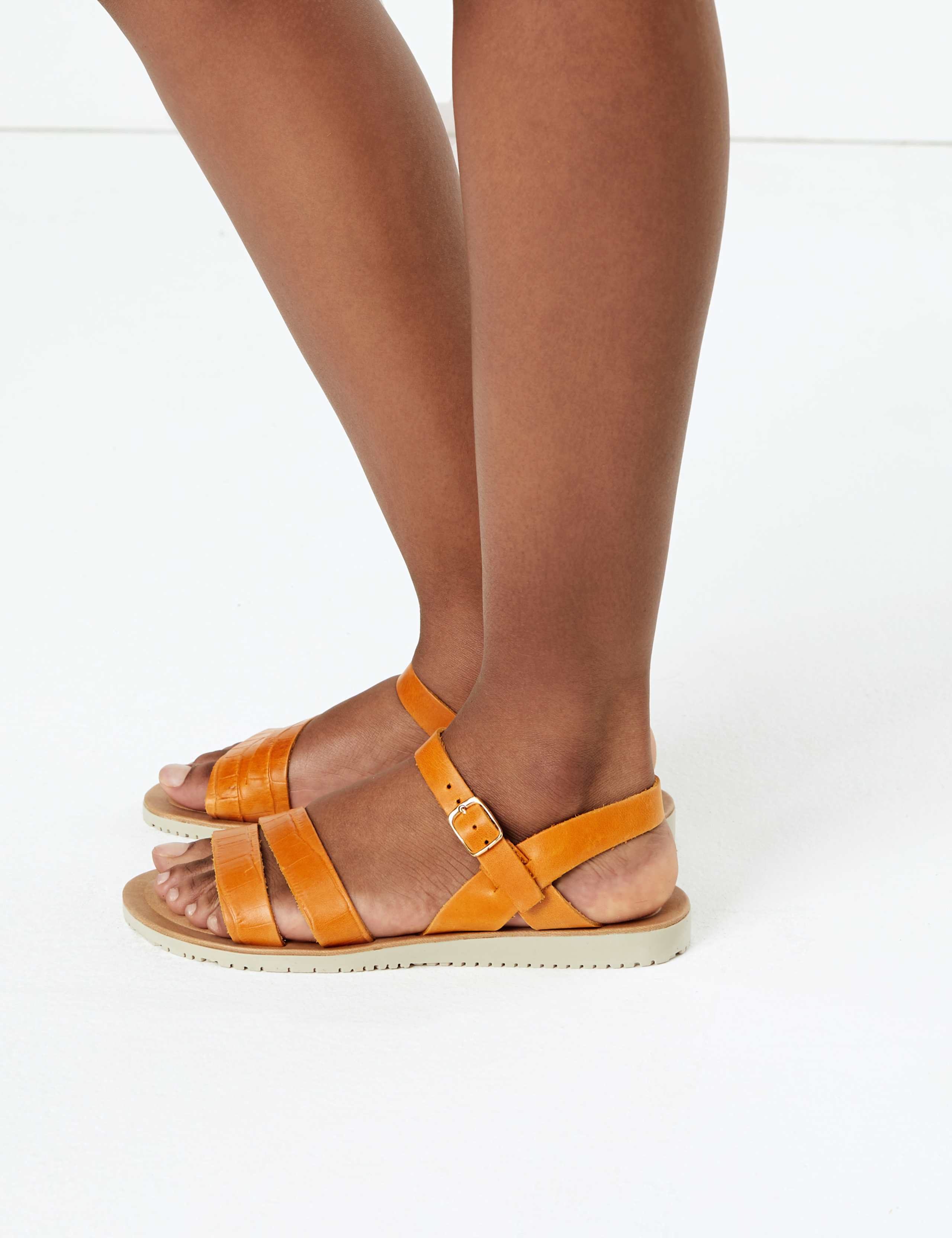 Leather Asymmetric Two Band Sandals 1 of 4