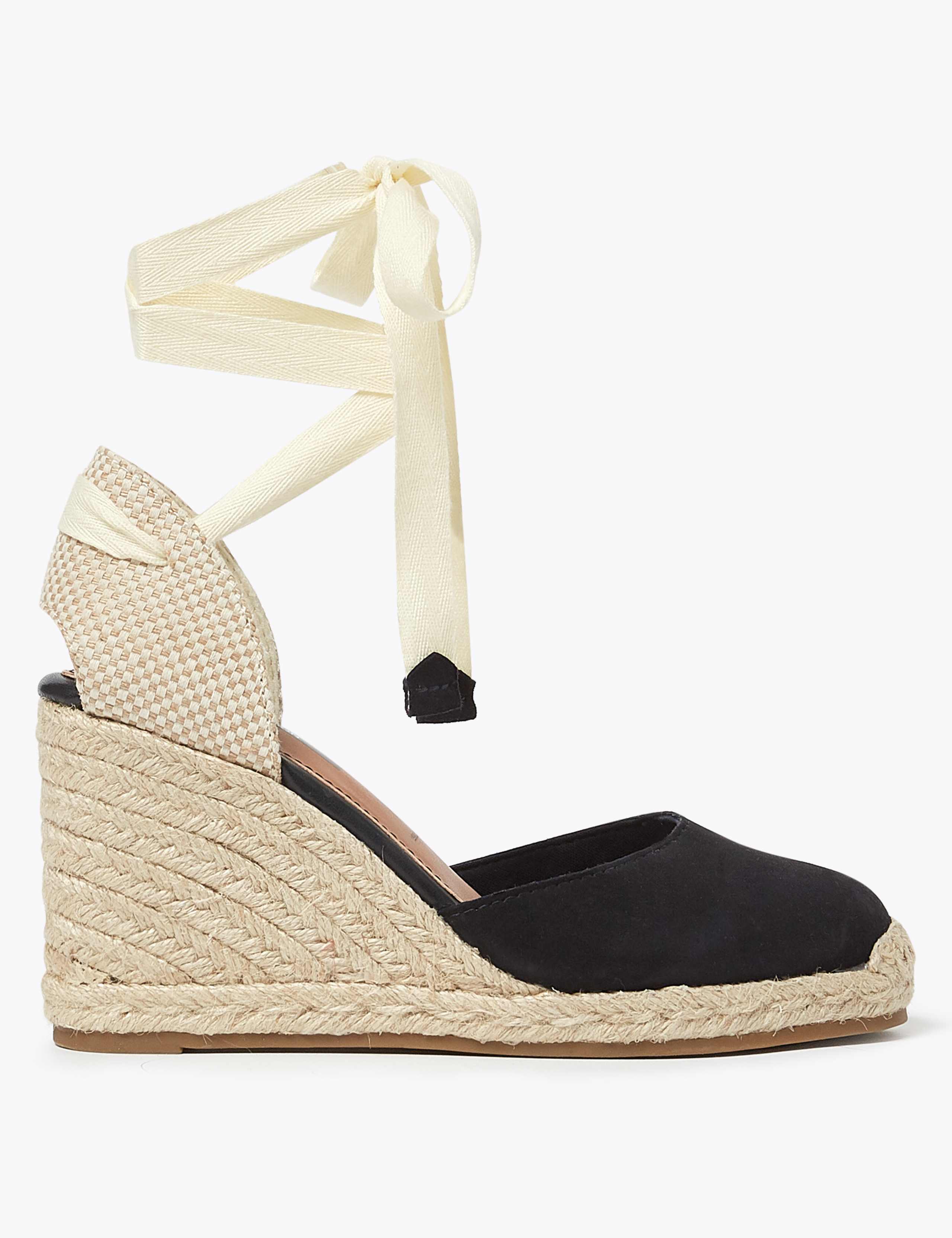 Suede Ankle Tie Wedge Espadrilles 2 of 5