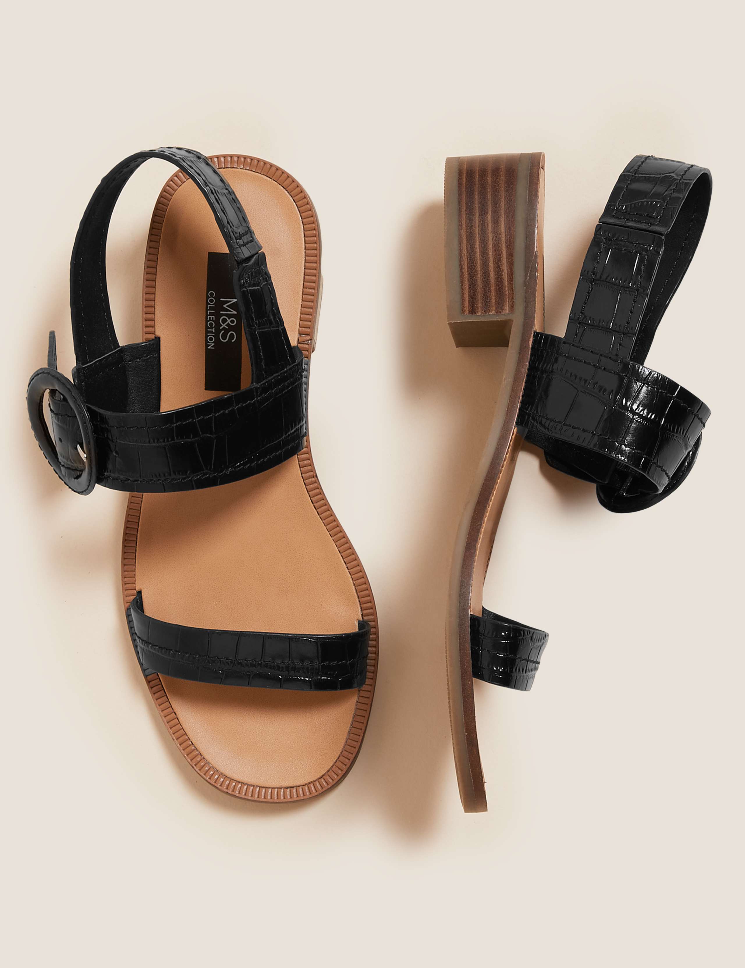 Leather Ankle Strap Block Heel Sandals 3 of 5