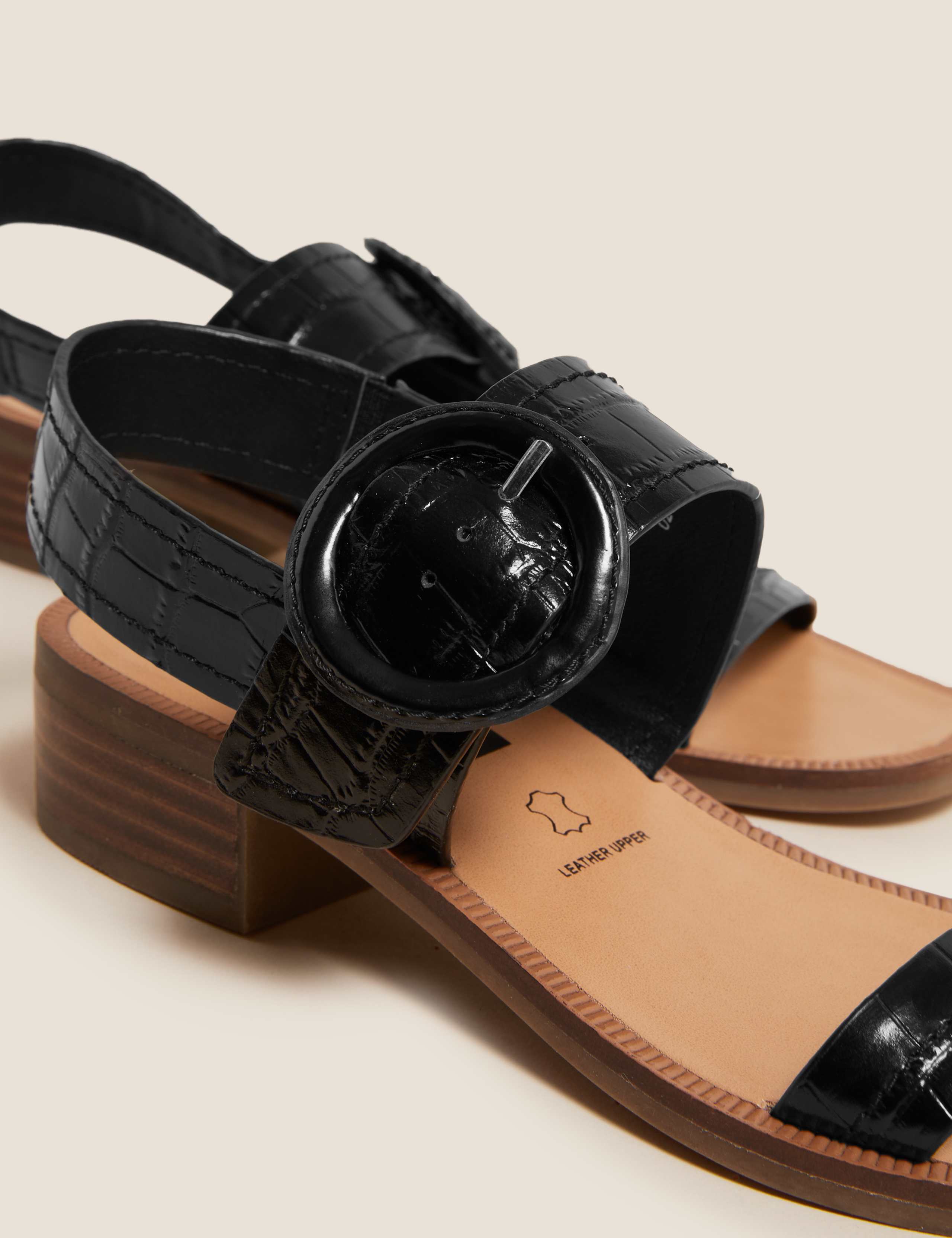 Leather Ankle Strap Block Heel Sandals 4 of 5
