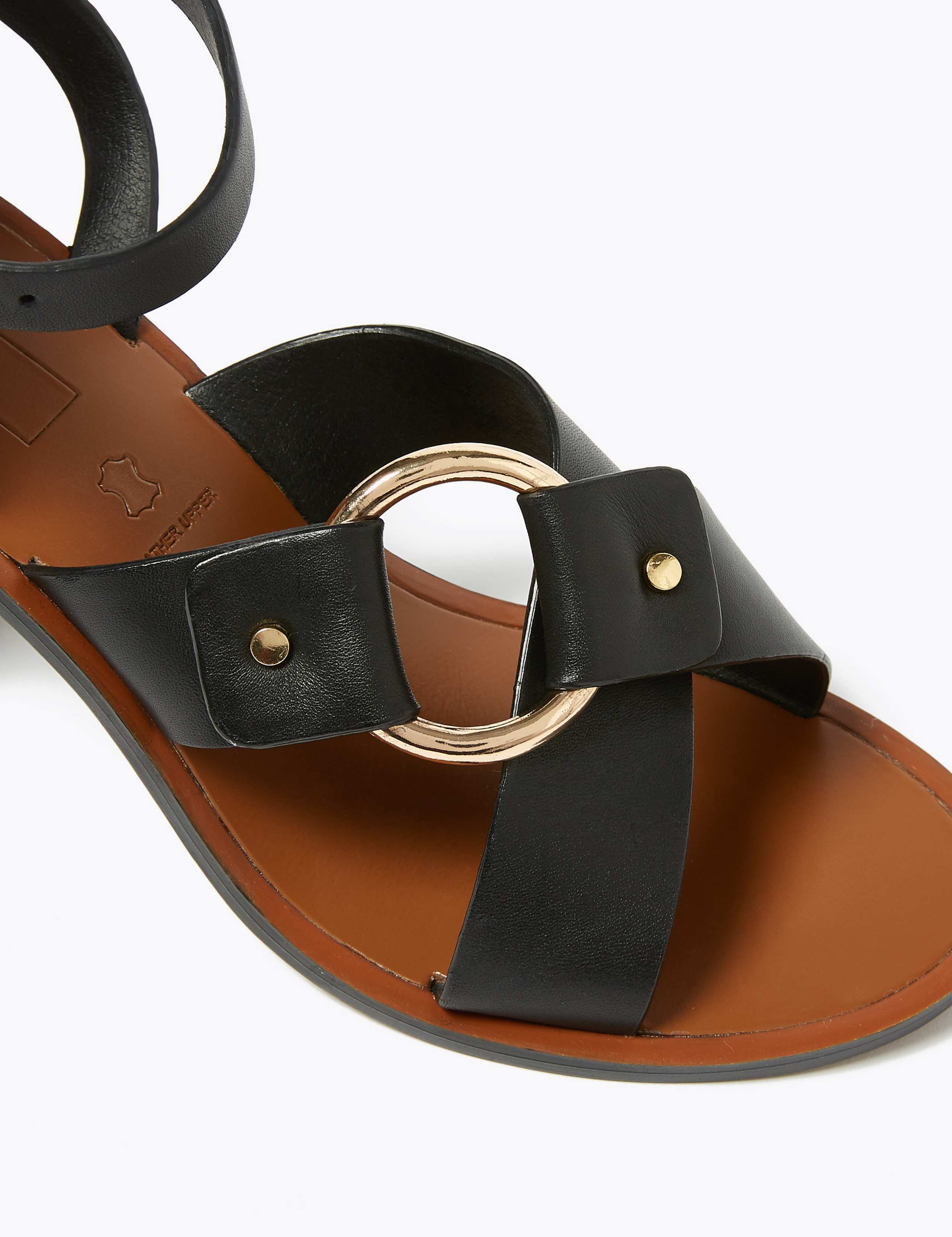 Leather Ring Detail Block Heel Sandals 3 of 4