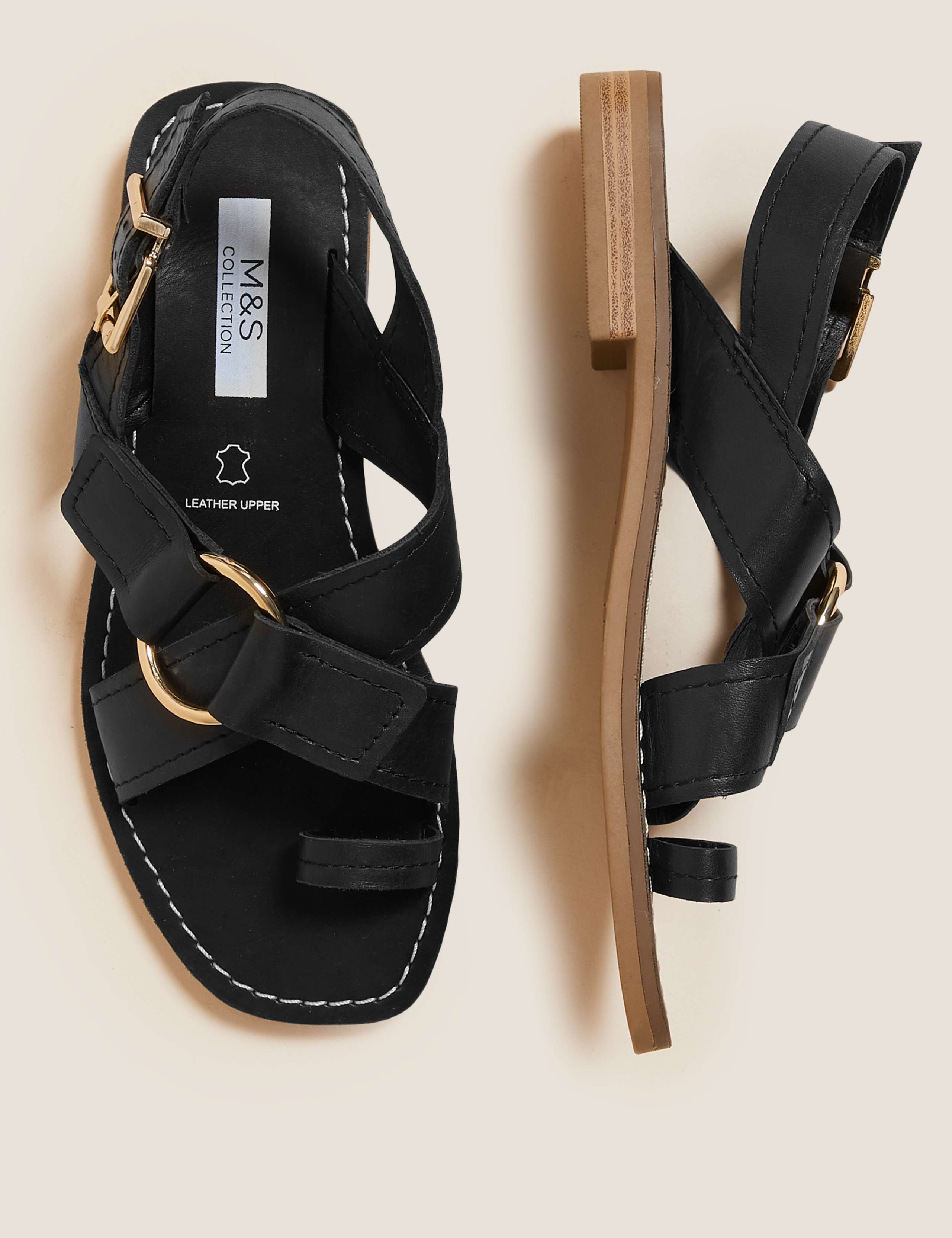 Leather Buckle Toe Loop Sandals 3 of 5