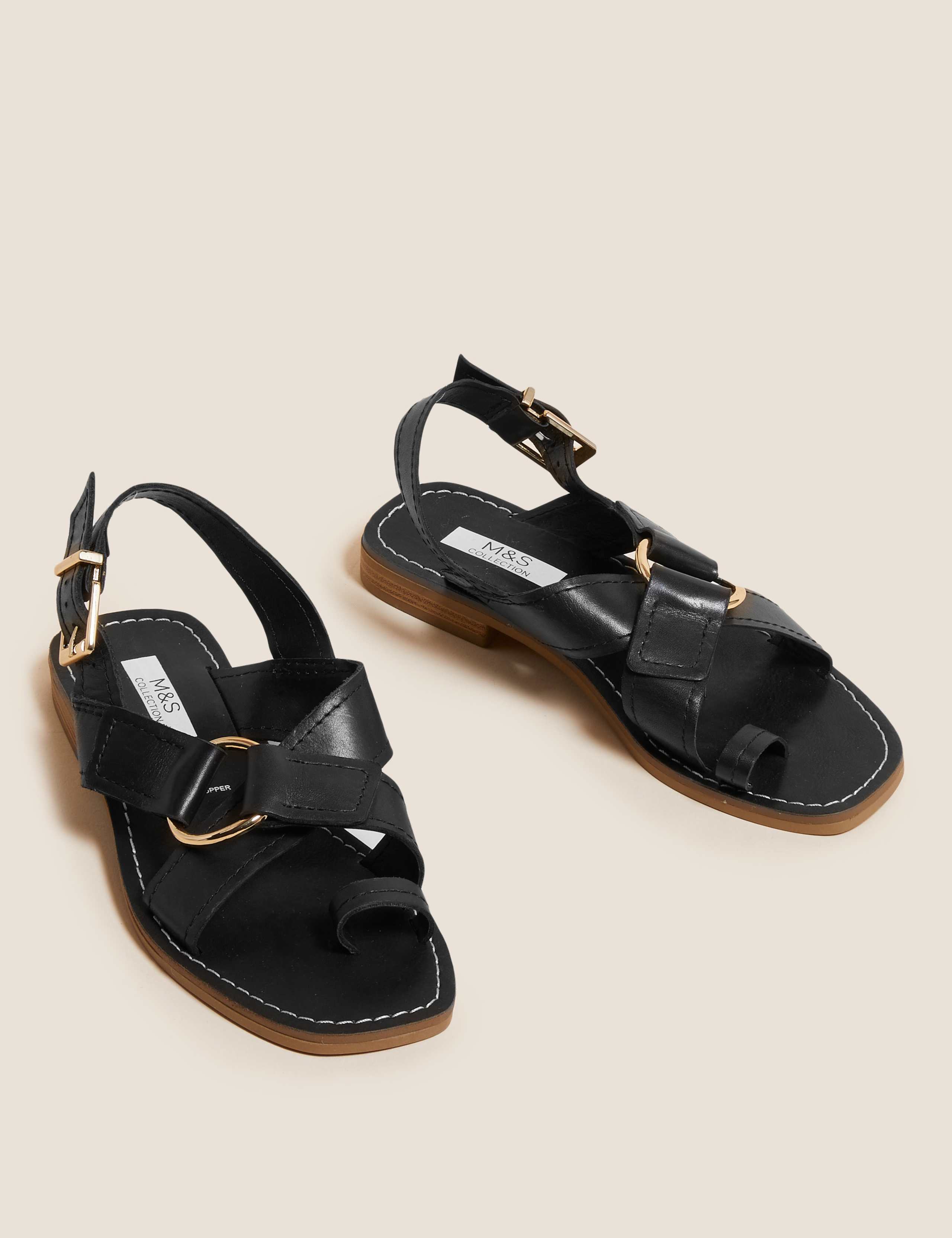 Leather Buckle Toe Loop Sandals 2 of 5