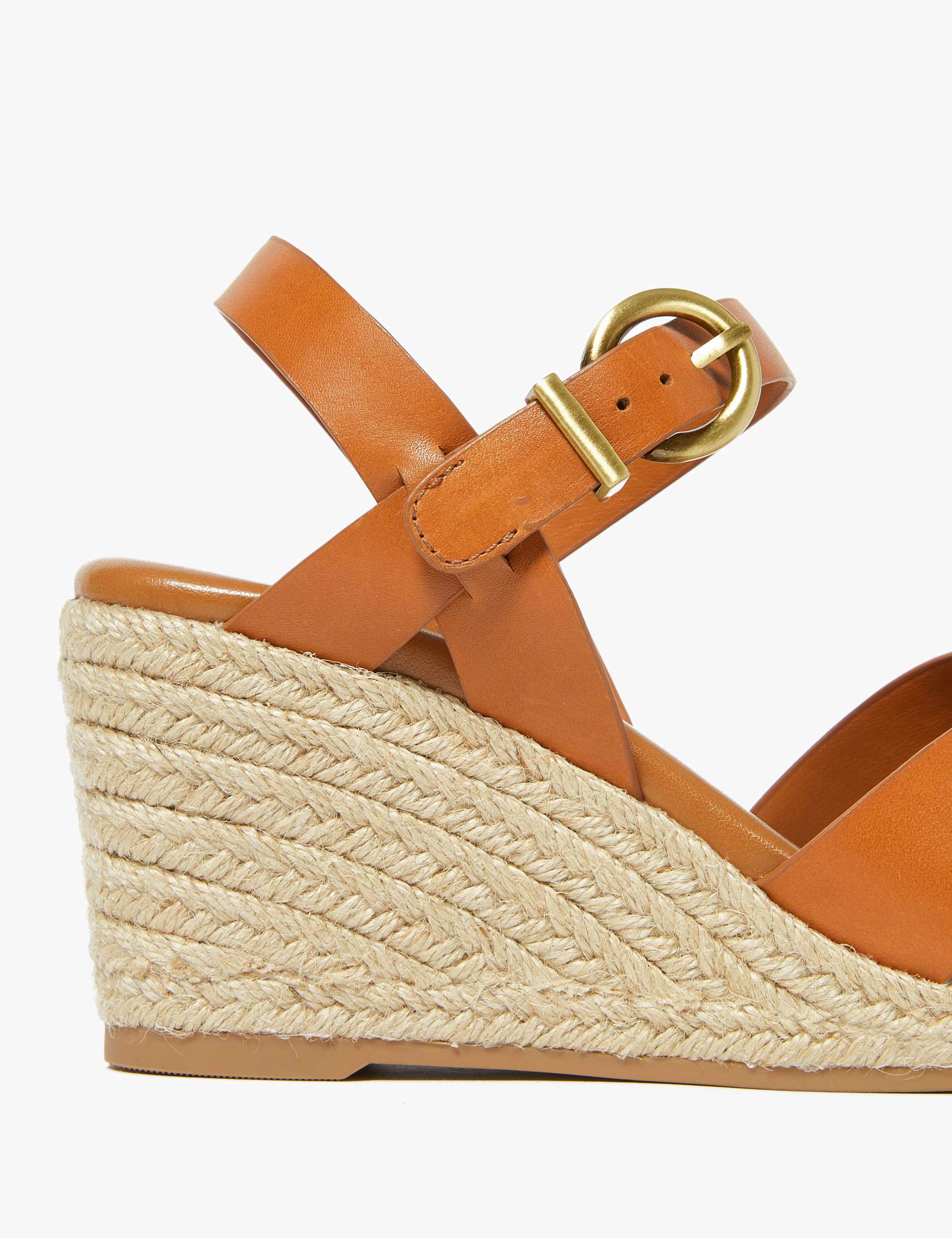 Leather Ankle Strap Wedge Espadrilles 3 of 4