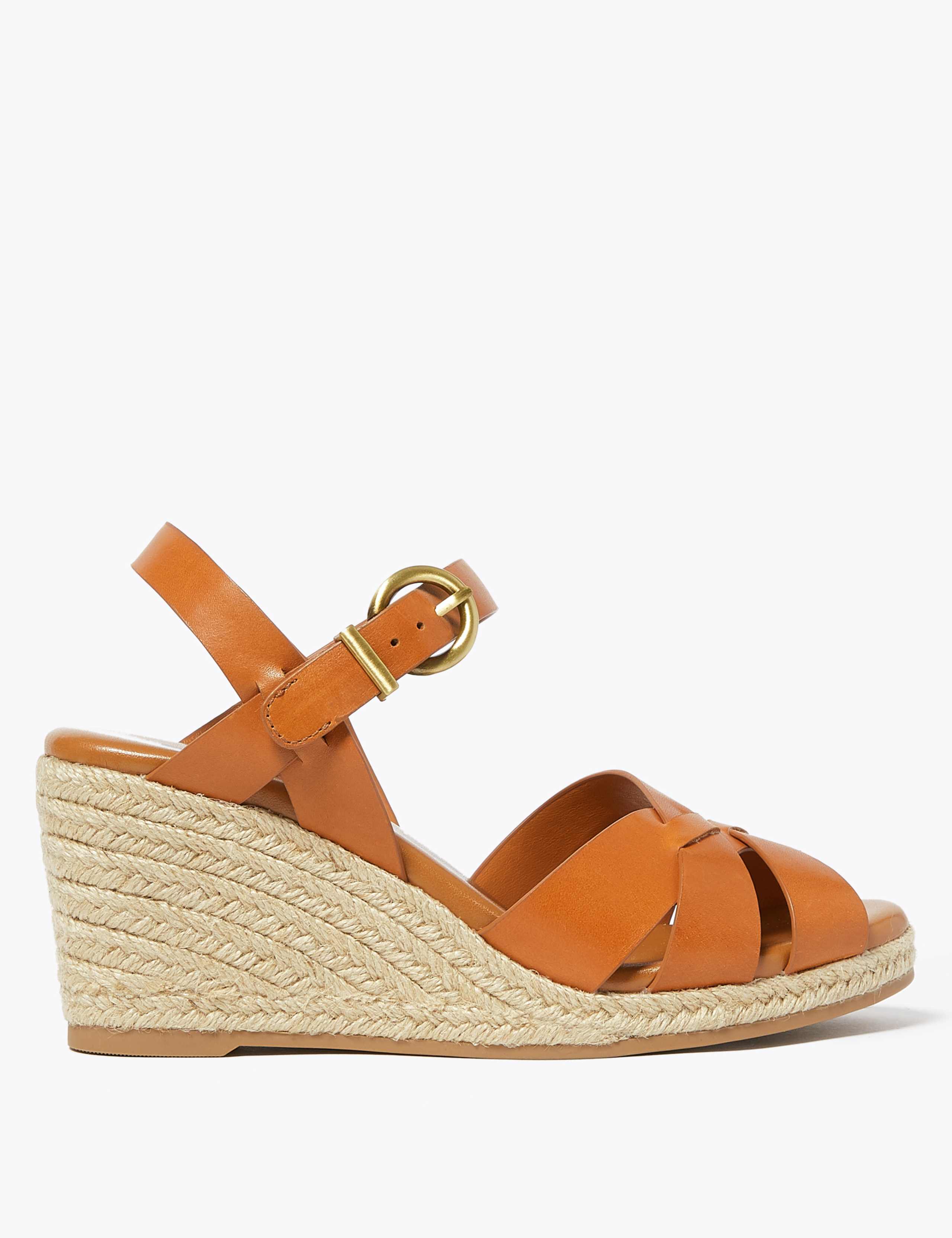 Leather Ankle Strap Wedge Espadrilles 1 of 4