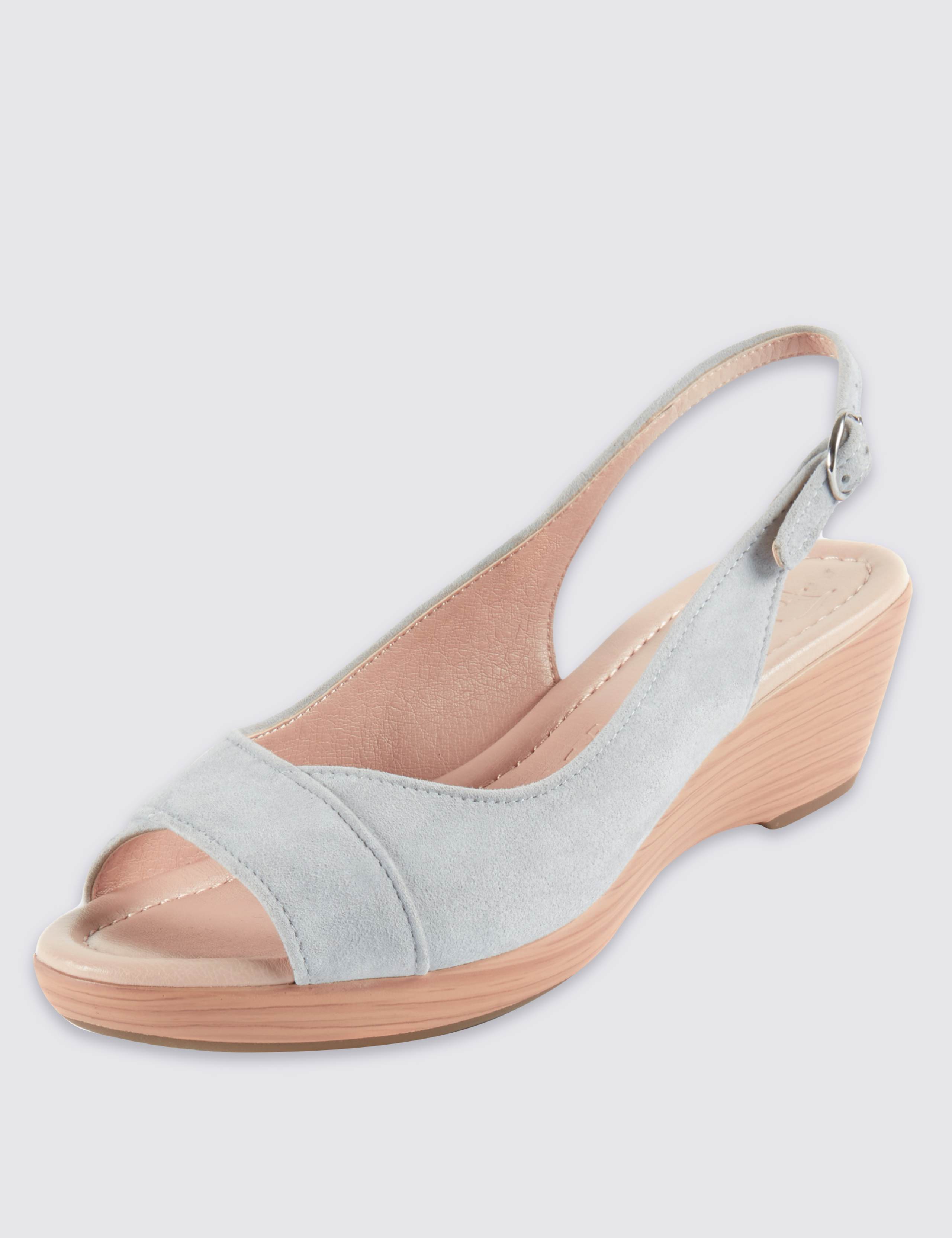 Suede Sling Wedge Sandals with Stain Away™ 1 of 5