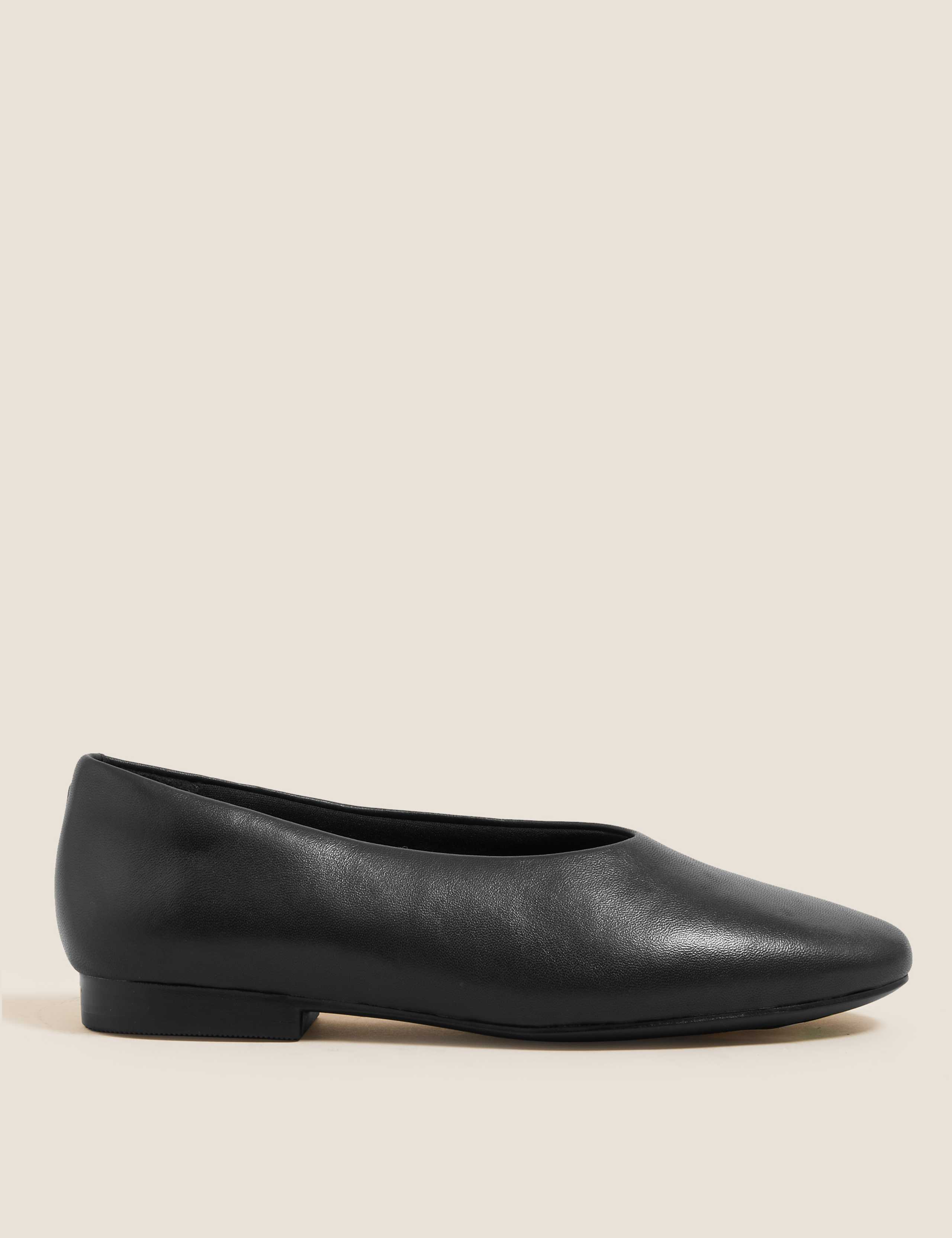 Leather Slip On Flat Ballet Pumps 1 of 6