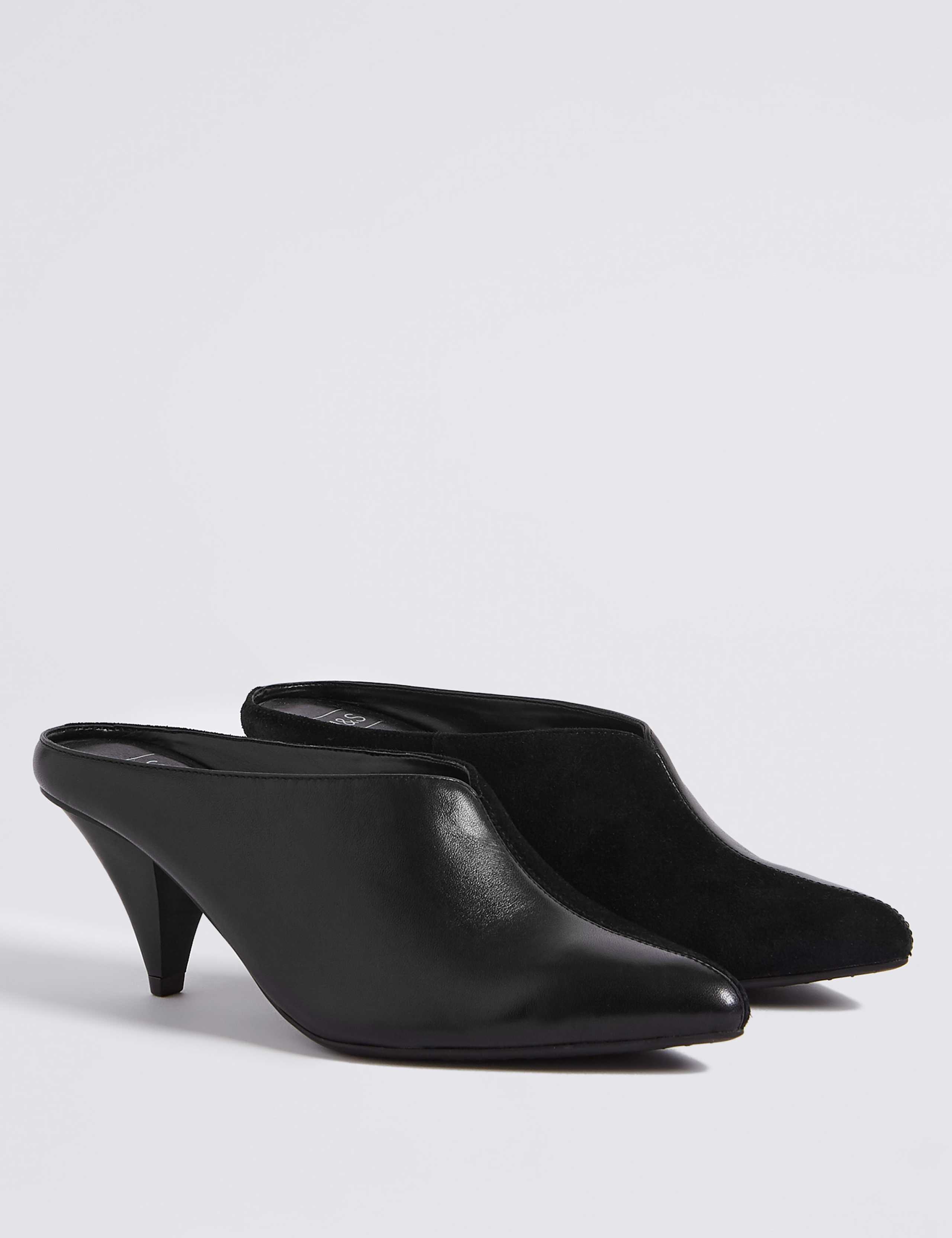 Leather Cone Heel Mule Shoes M&S Collection M&S IE