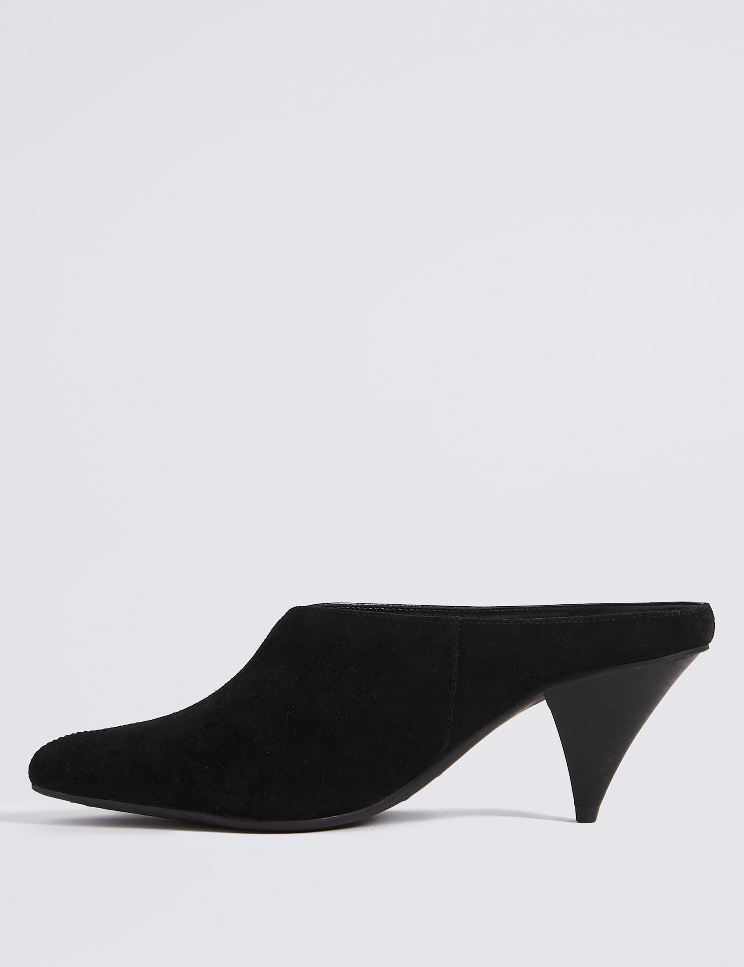 Leather Cone Heel Mule Shoes 4 of 5