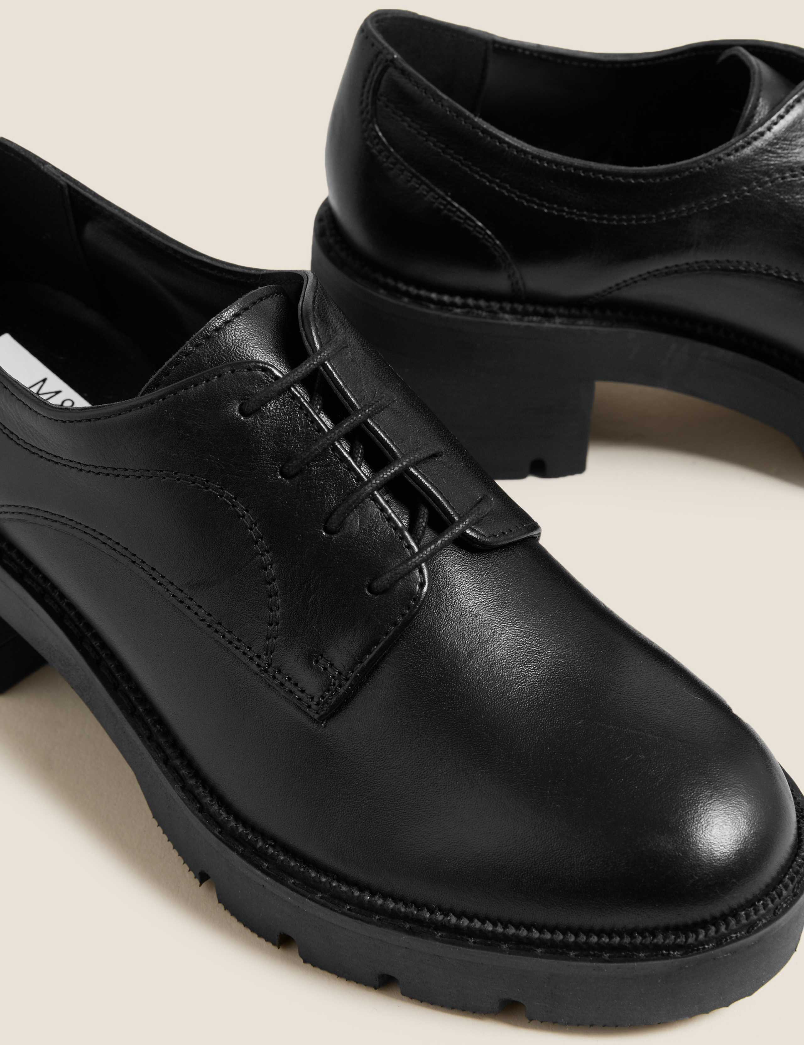 Leather Lace Up Block Heel Loafers 3 of 4