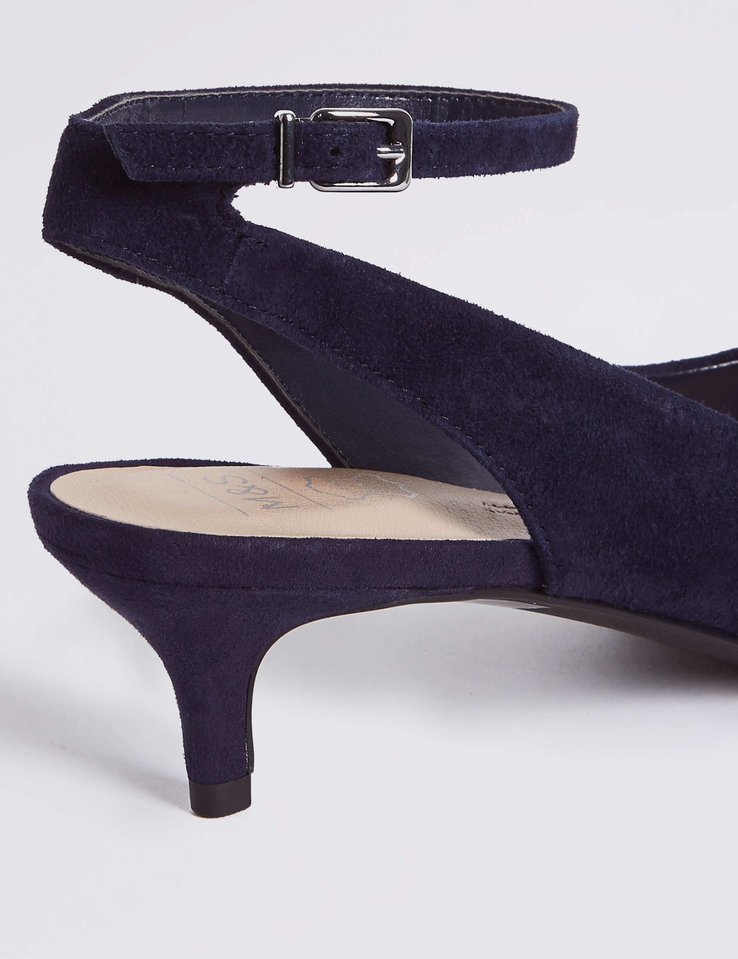 Suede Kitten Heel Ankle Strap Court Shoes 6 of 6