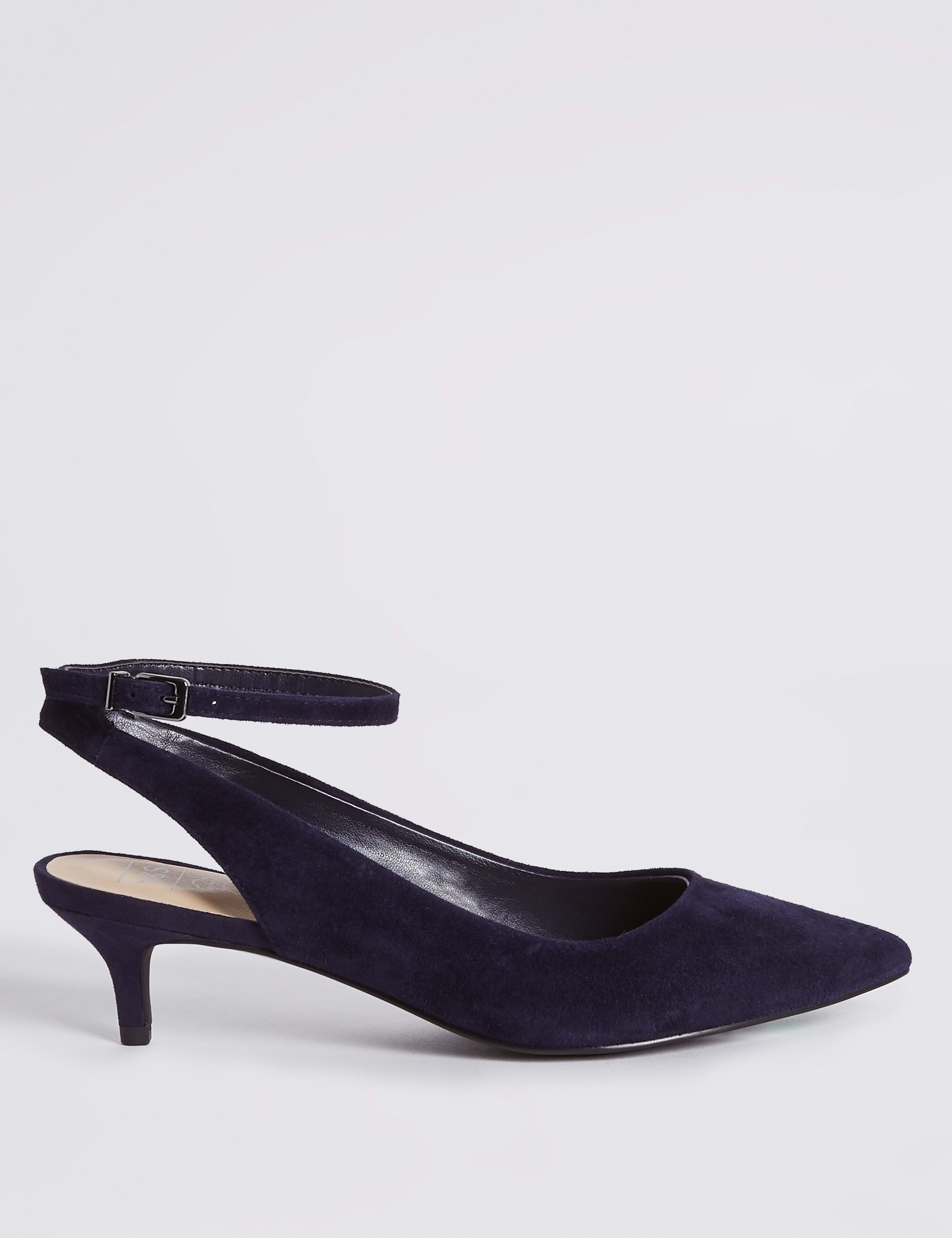 Suede Kitten Heel Ankle Strap Court Shoes 2 of 6