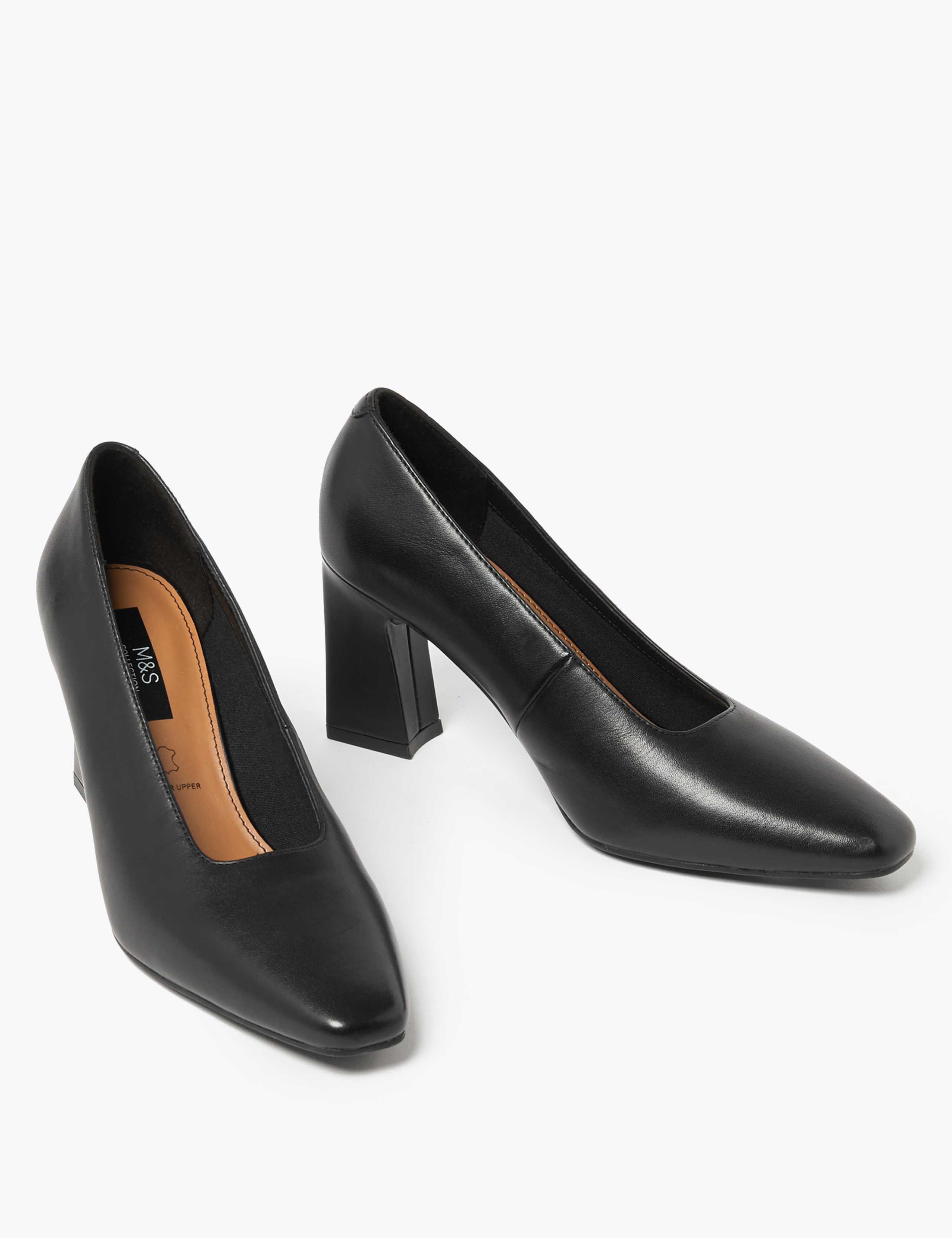 Leather Block Heel Court Shoes 3 of 5