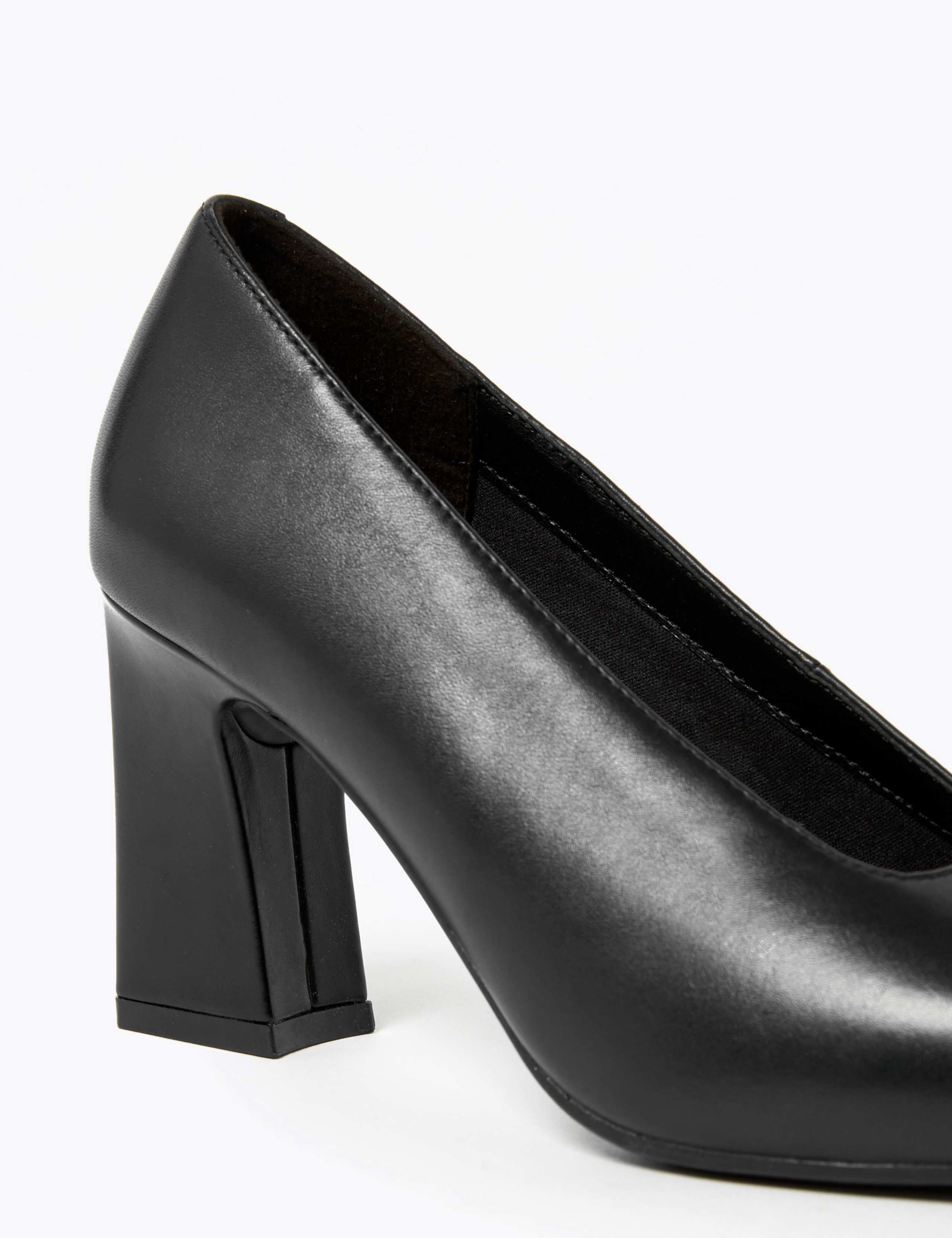 Leather Block Heel Court Shoes 4 of 5