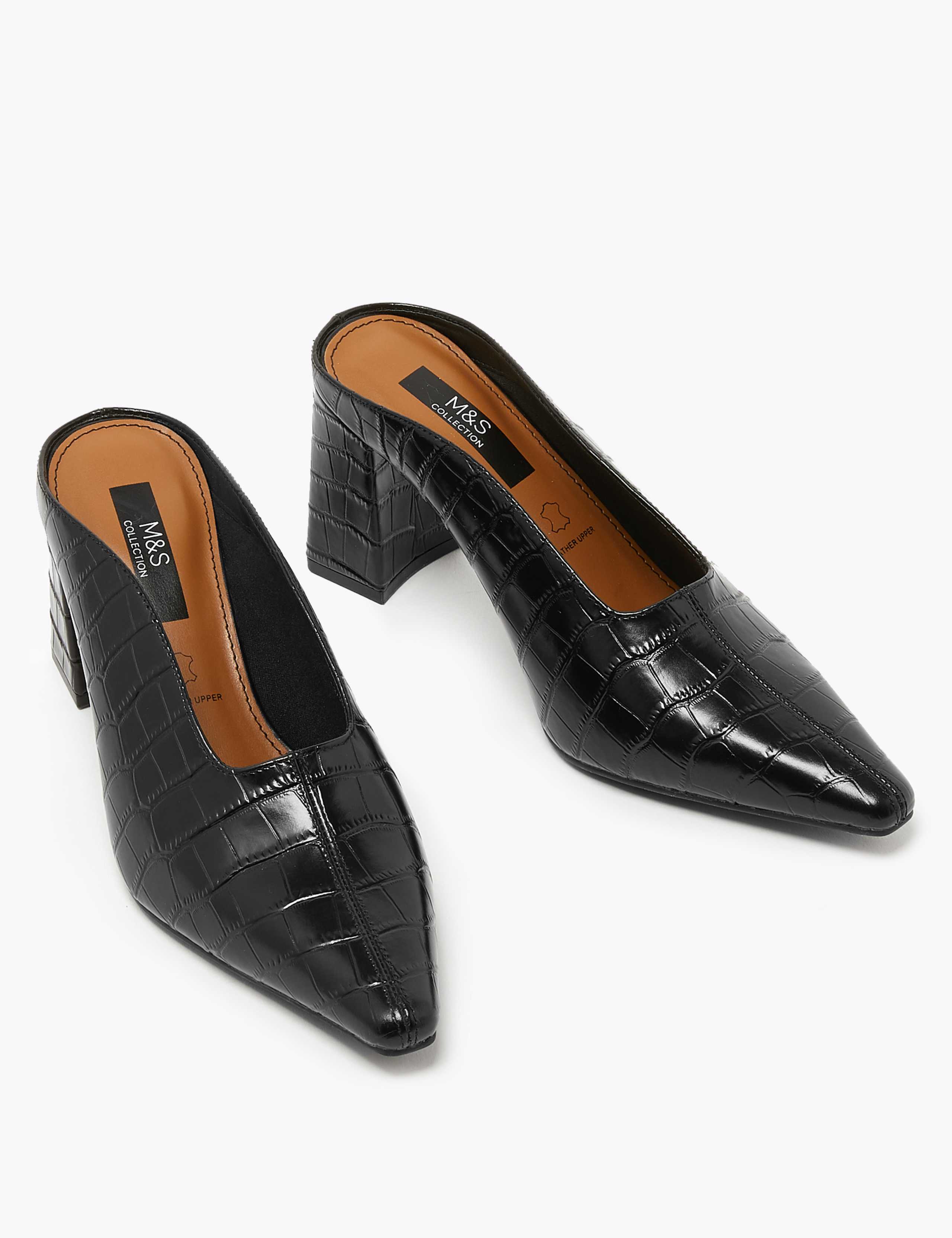 Leather Square Toe Mules M&S Collection M&S IE
