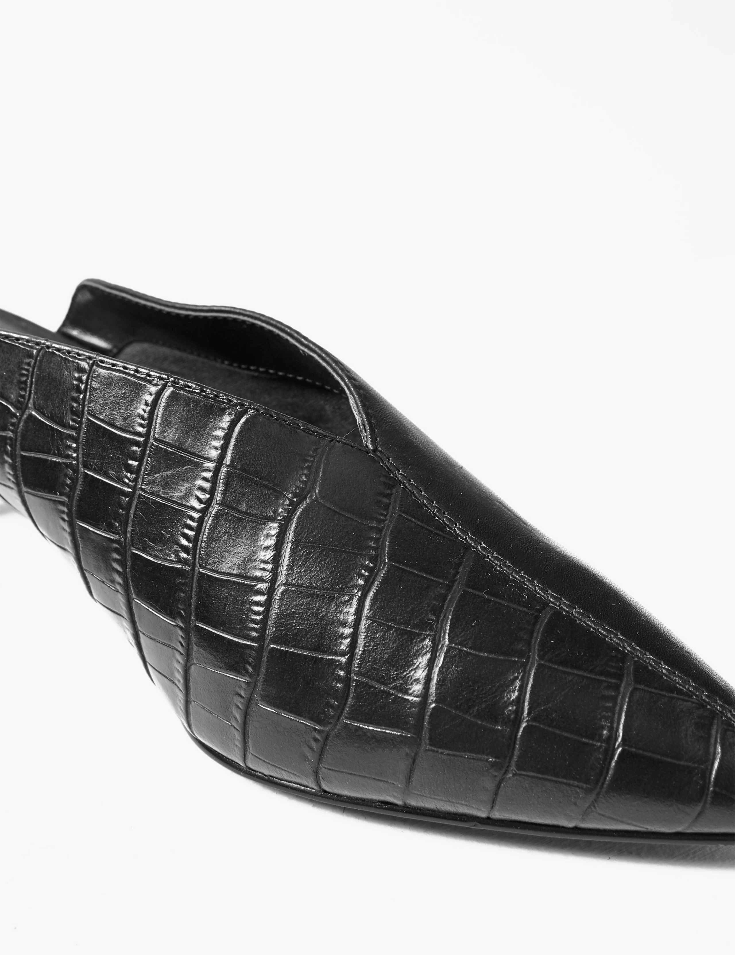 Leather Kitten Heel Mule Shoes 4 of 5