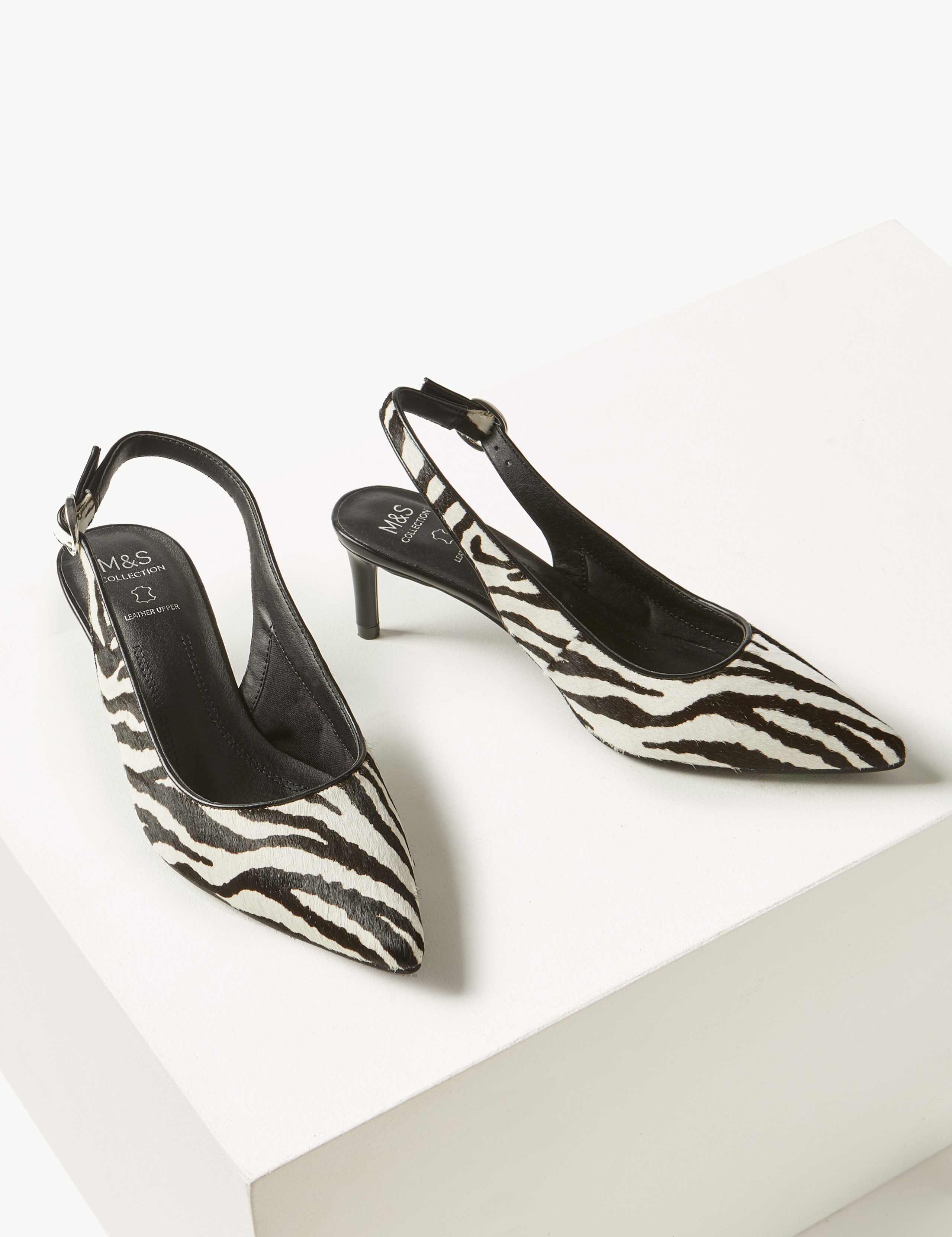 Leather Kitten Heel Slingback Shoes 2 of 4