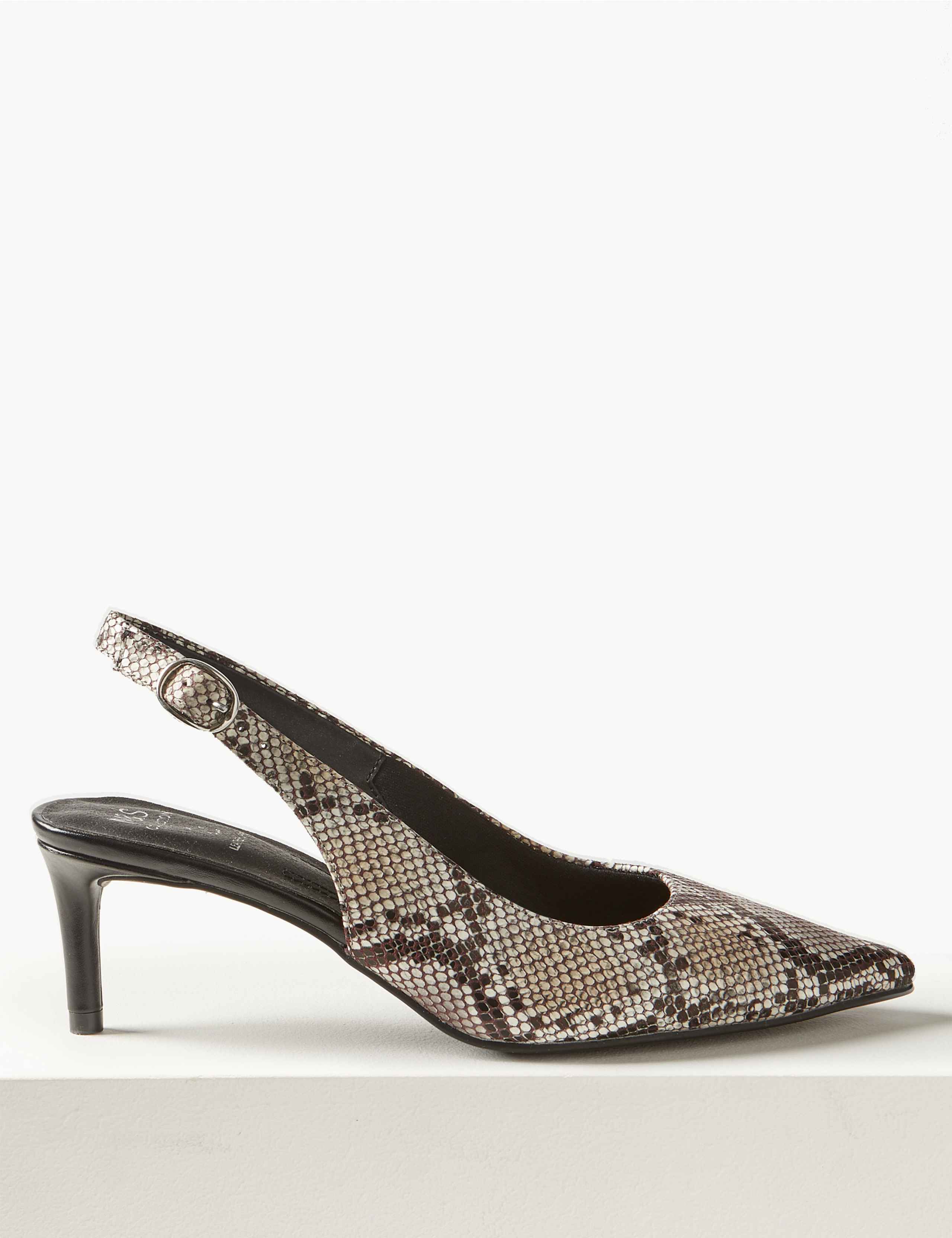 Leather Kitten Heel Slingback Shoes 2 of 5