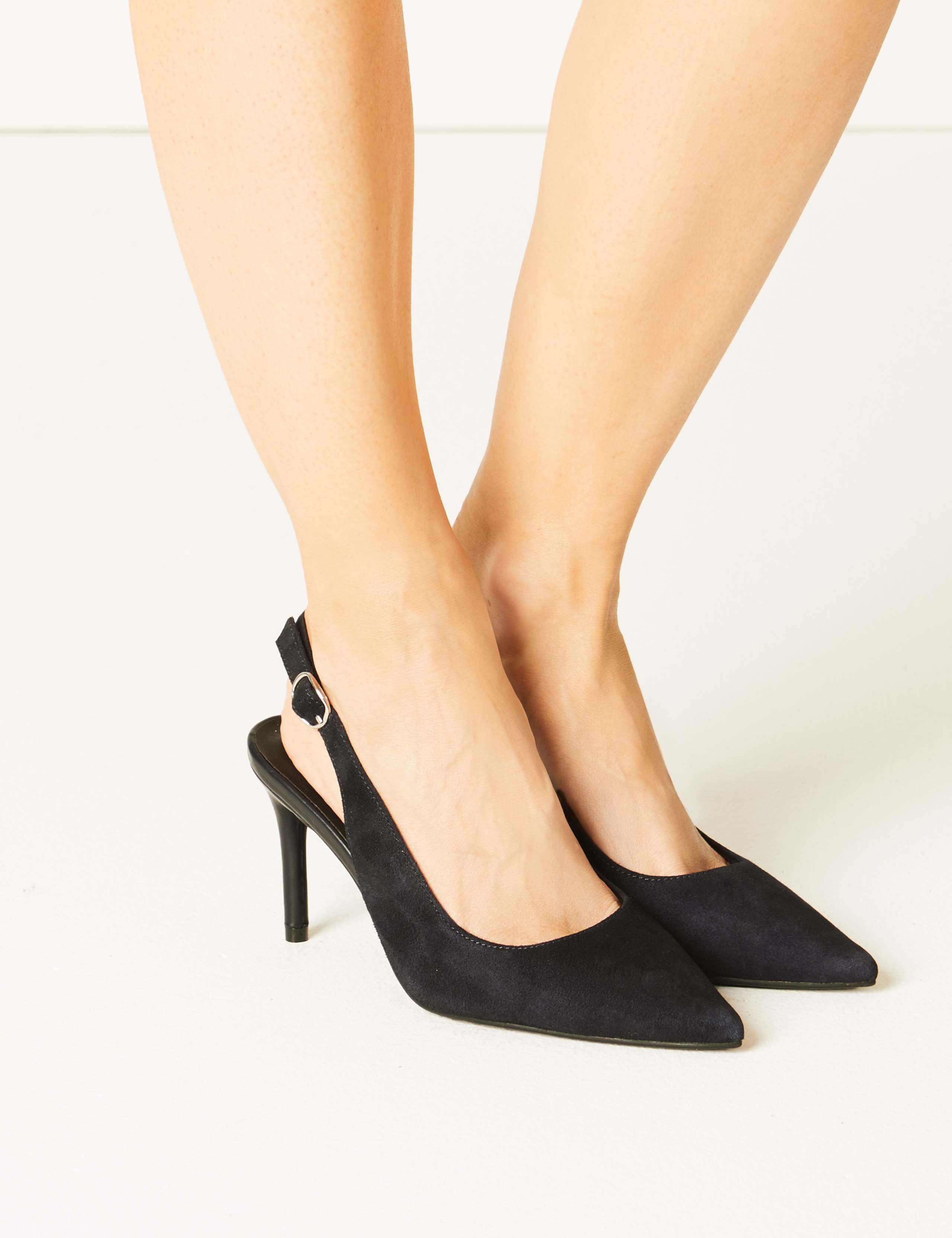 Suede Stiletto Heel Slingback Shoes 1 of 5