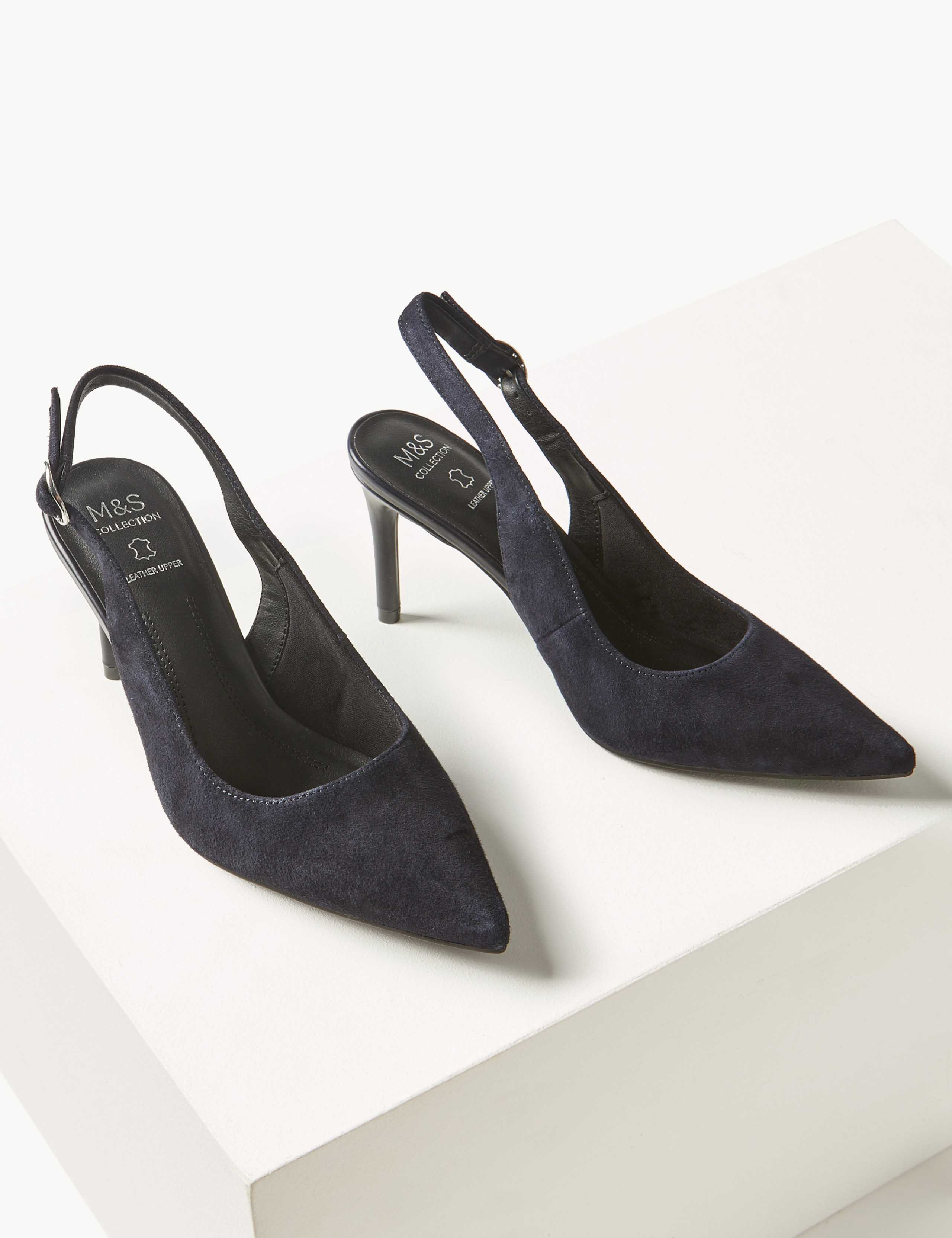 Suede Stiletto Heel Slingback Shoes 3 of 5