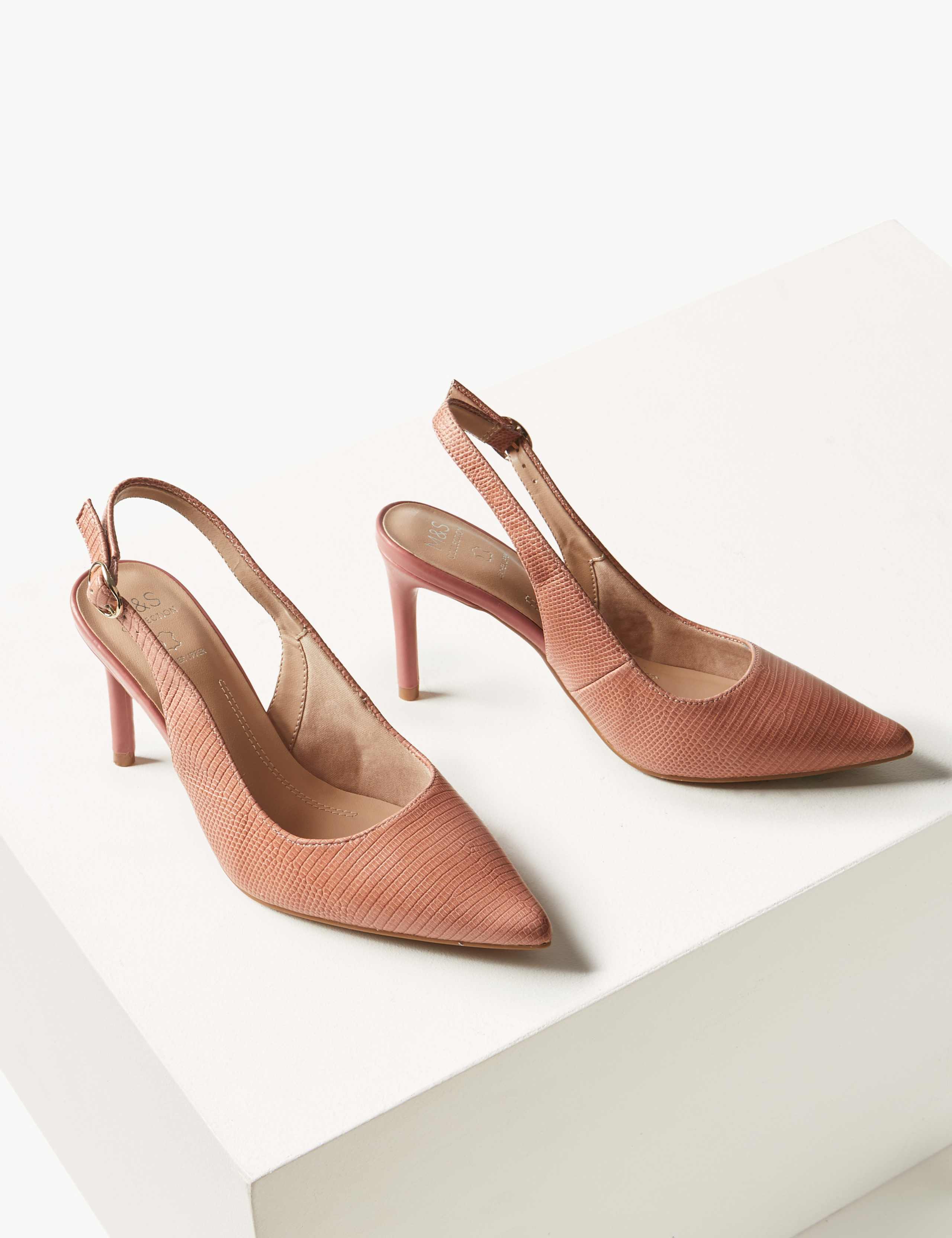 Leather Stiletto Heel Slingback Shoes 3 of 5