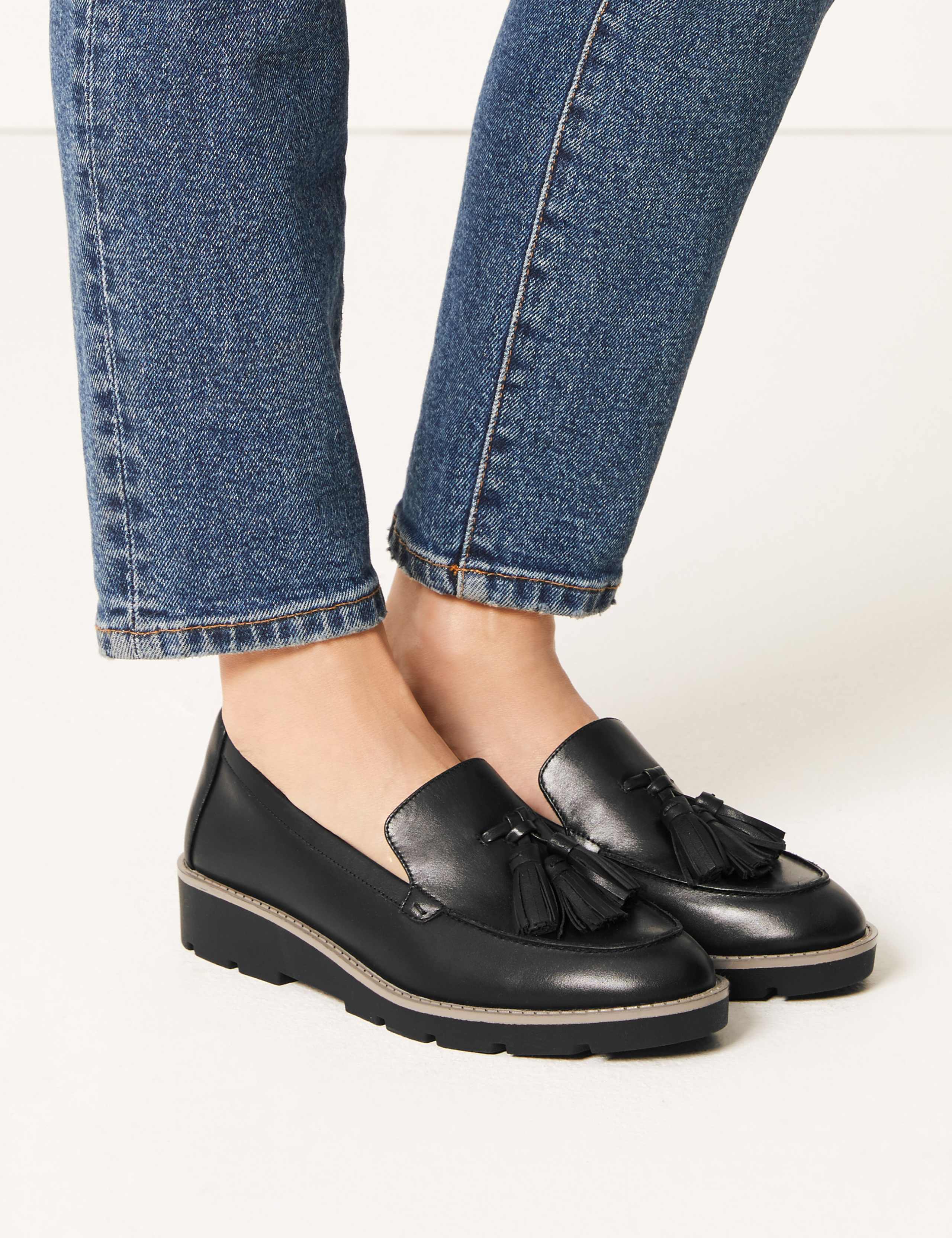 Leather Tassel Flatform Loafers 1 of 5