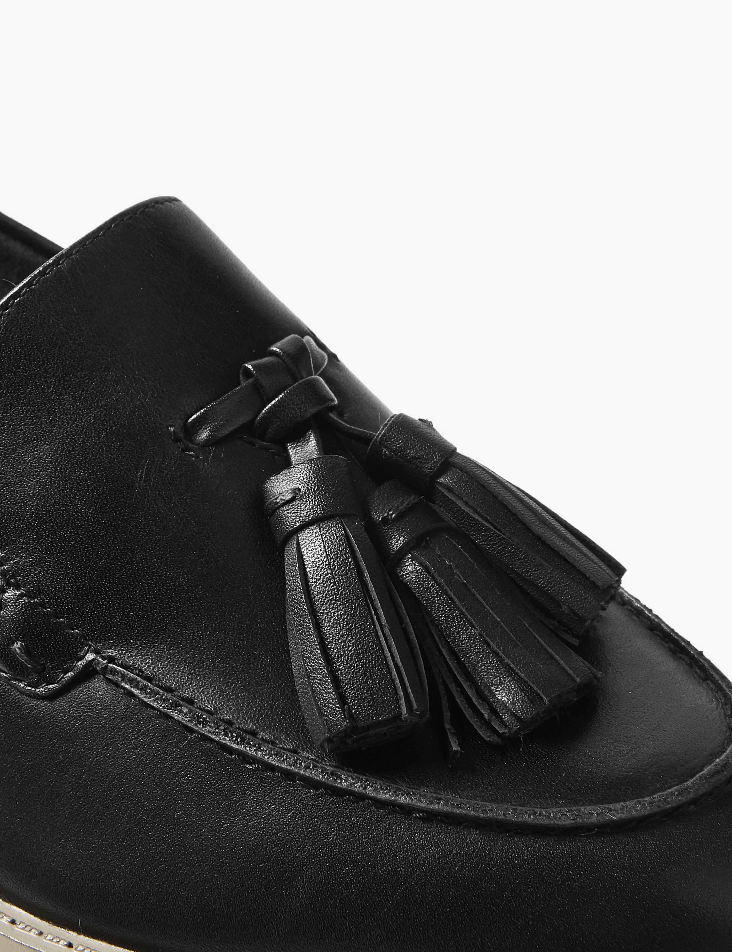 Leather Tassel Flatform Loafers 4 of 5