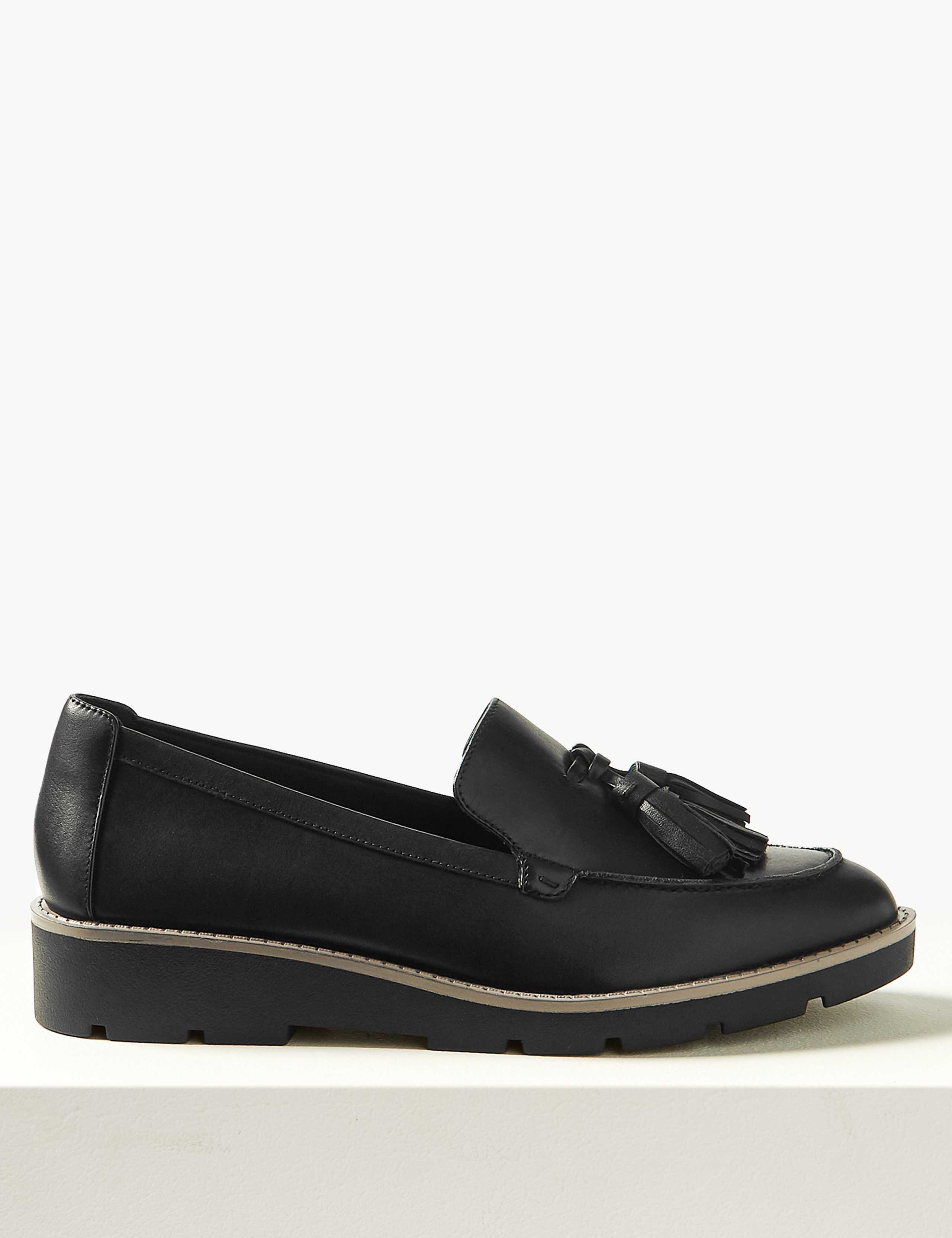 Leather Tassel Flatform Loafers 2 of 5
