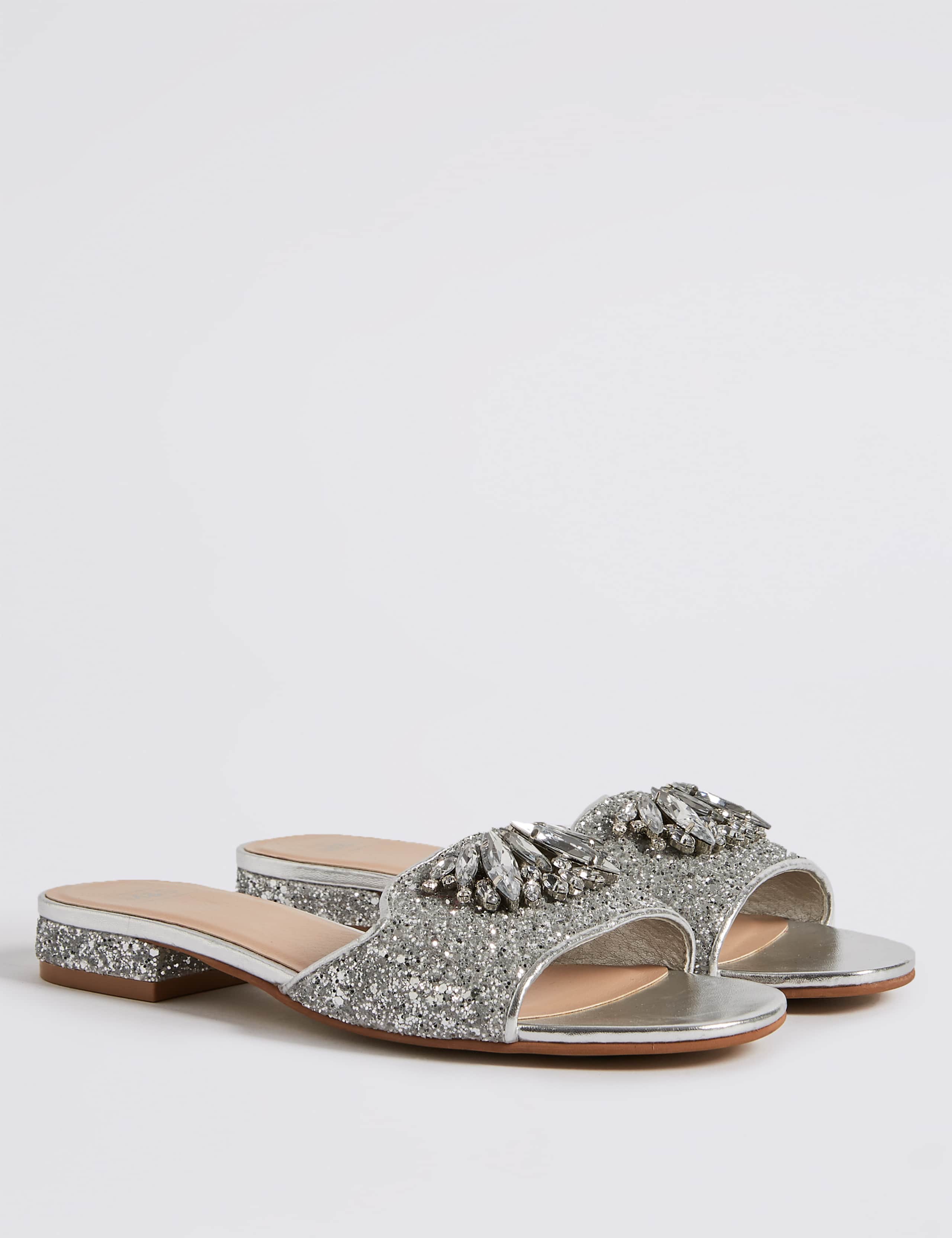 Block Heel Jewel Sparkle Mule Sandals 3 of 6