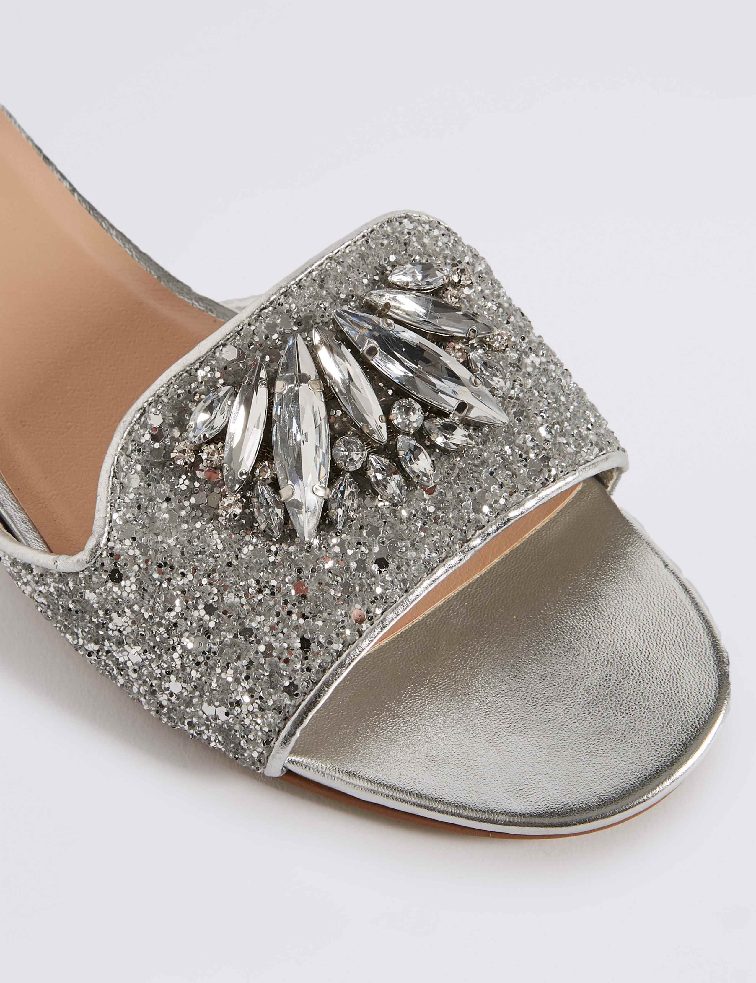 Block Heel Jewel Sparkle Mule Sandals 6 of 6