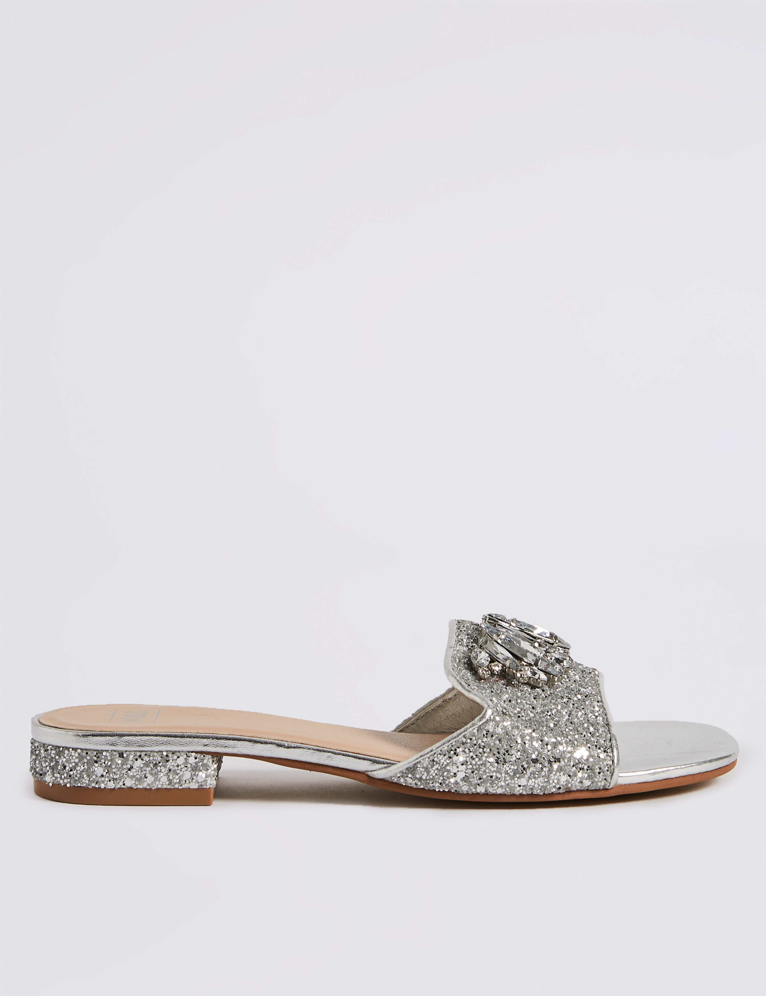 Block Heel Jewel Sparkle Mule Sandals 2 of 6