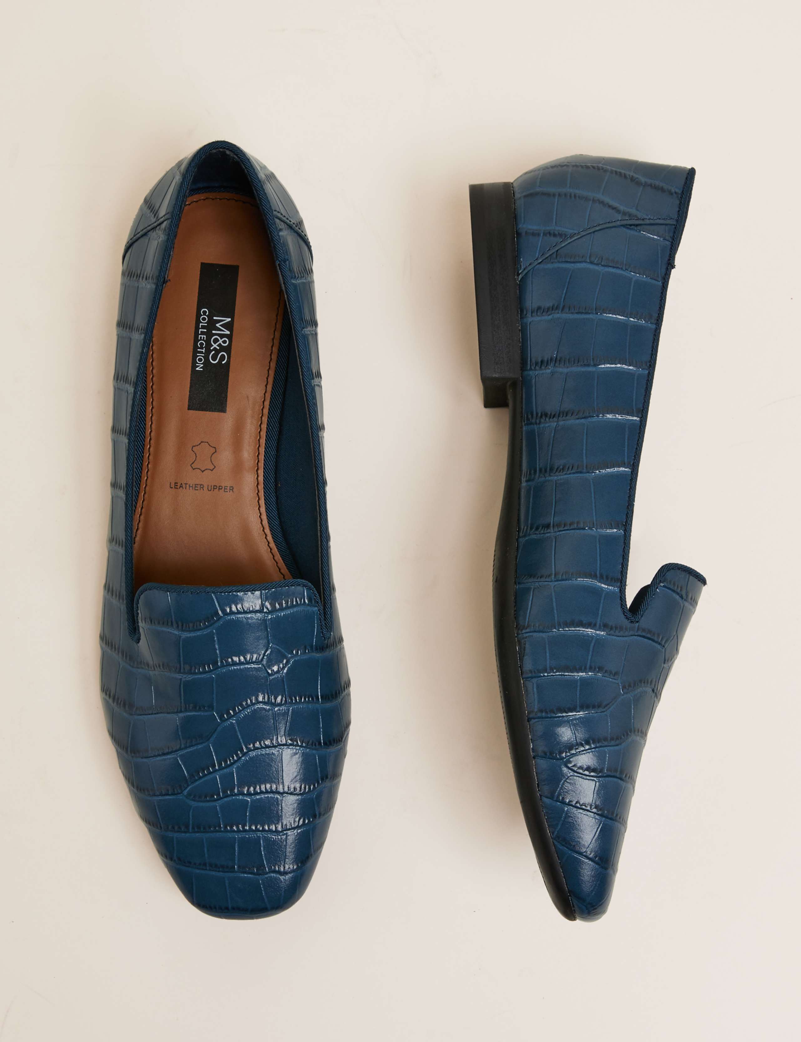 Leather Croc Square Toe Pumps 3 of 5