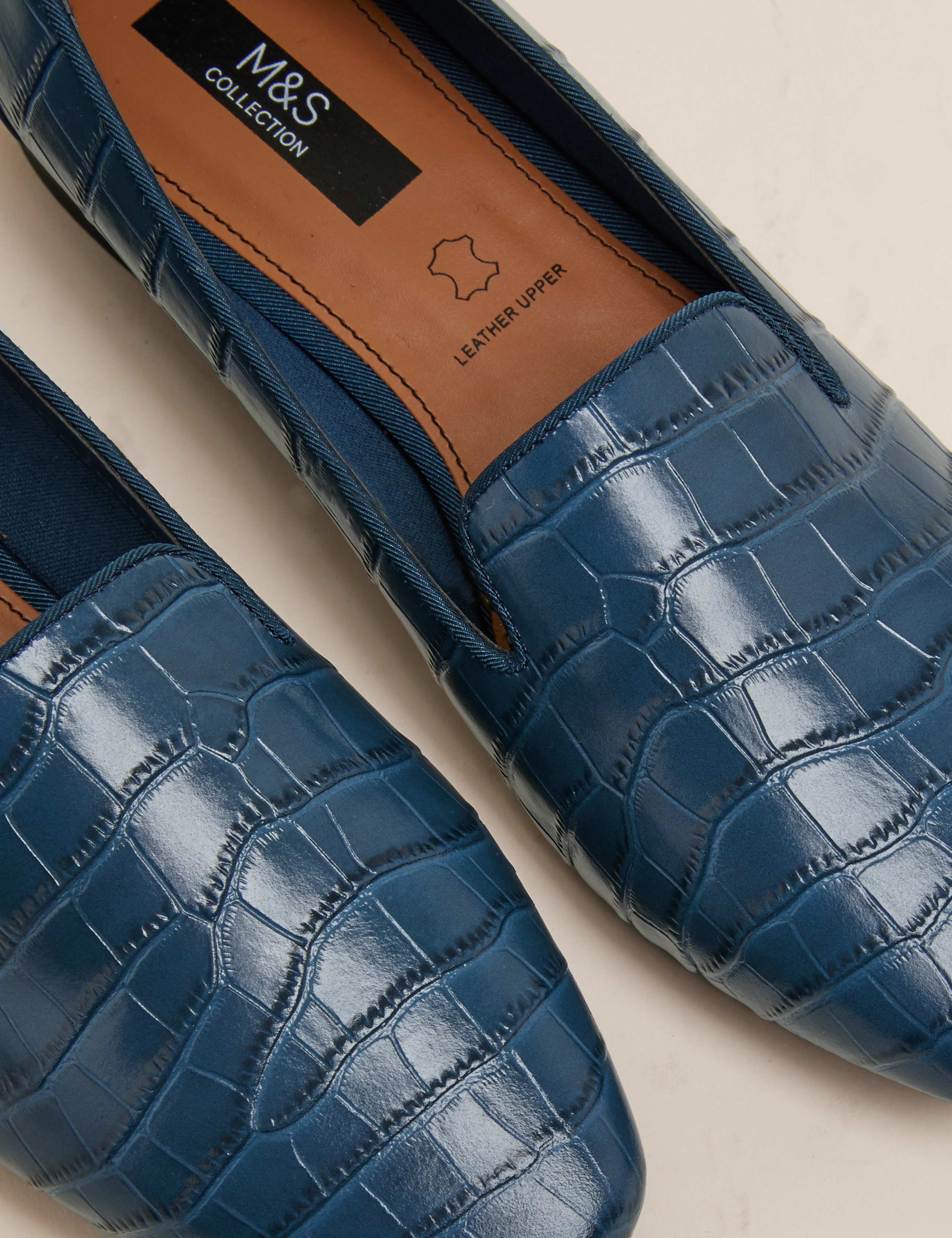 Leather Croc Square Toe Pumps 5 of 5