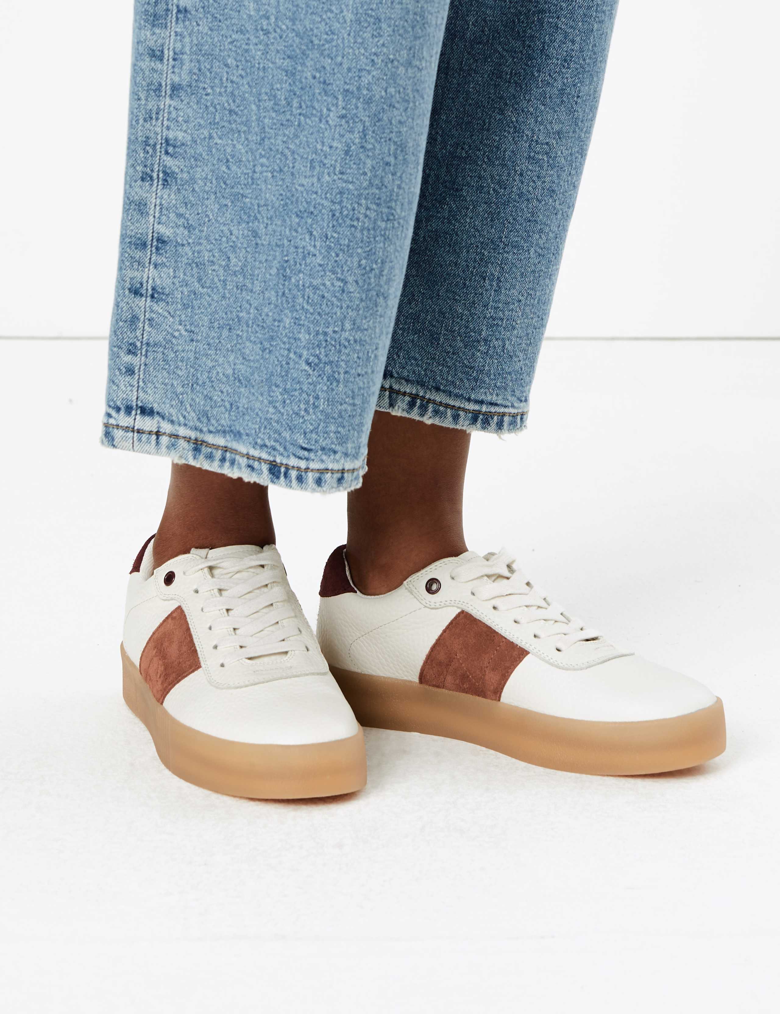 Leather Suede Panel Lace-up Trainers 1 of 5