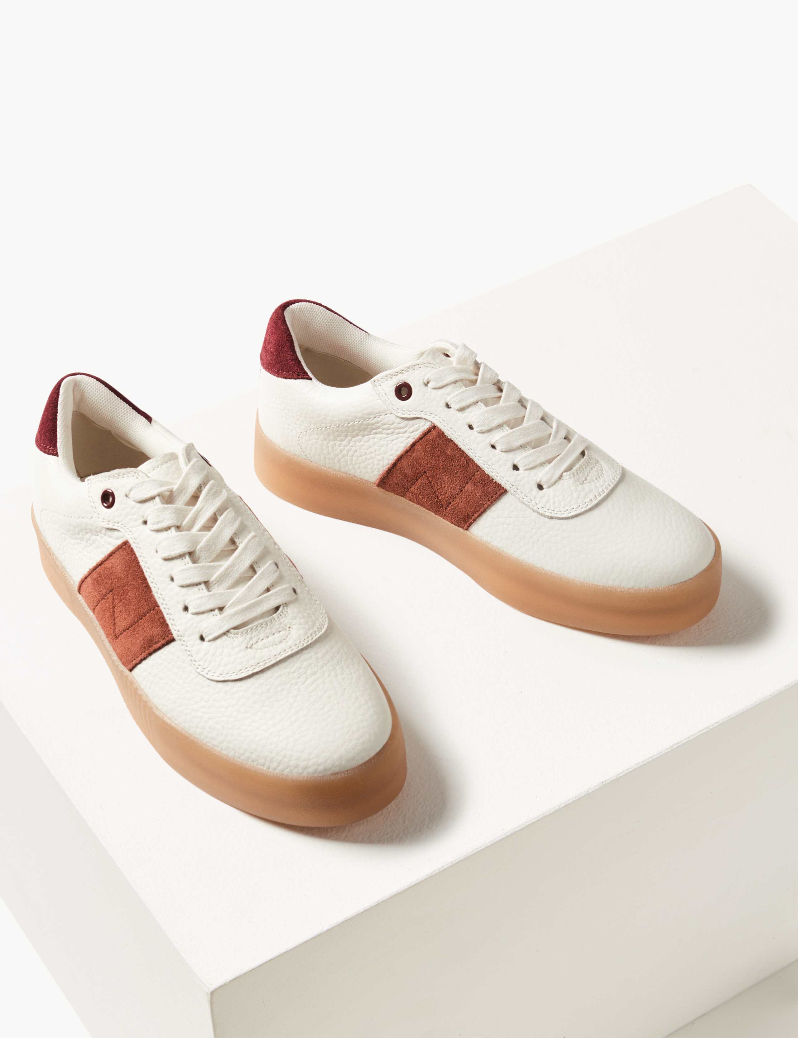 Leather Suede Panel Lace-up Trainers 3 of 5