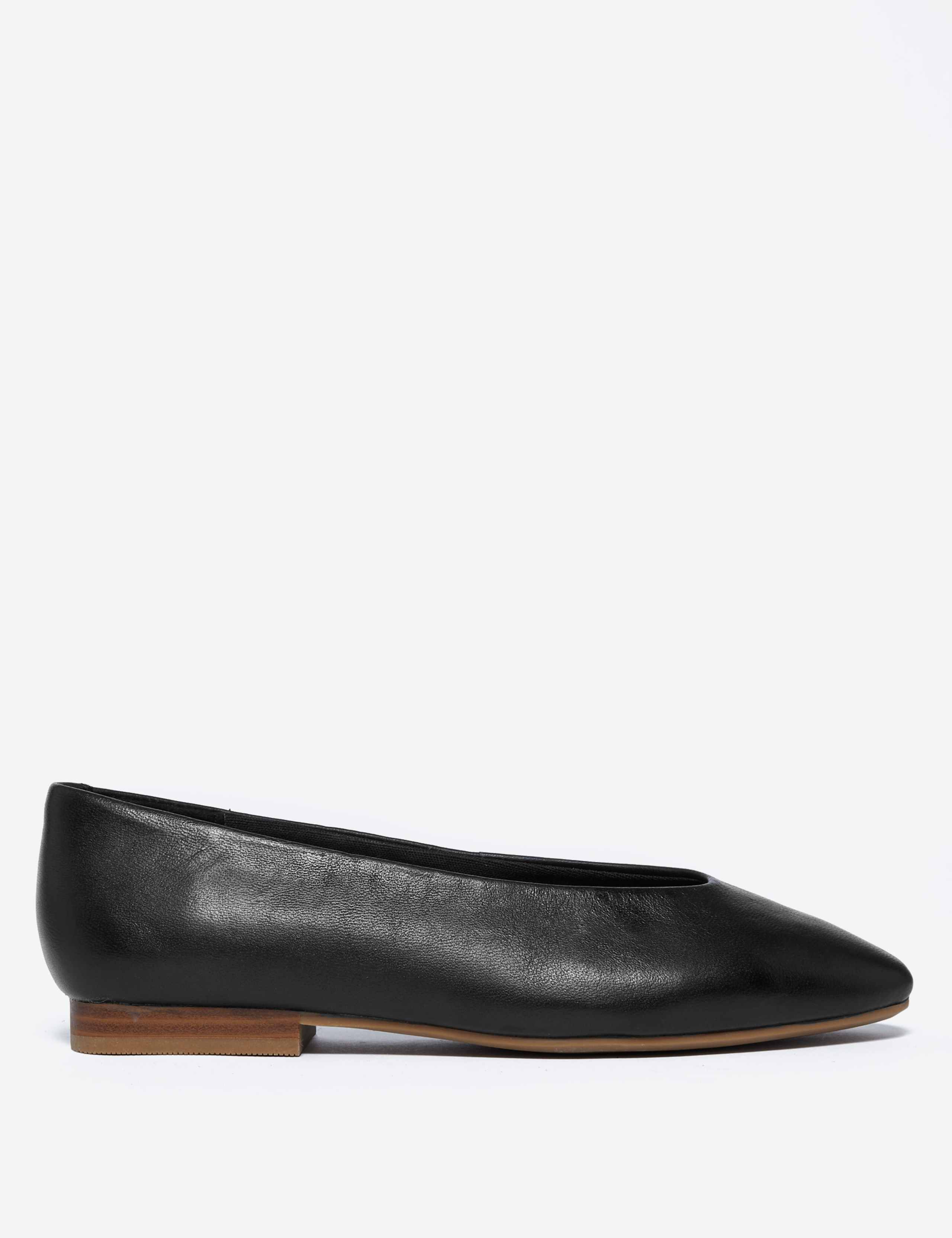 Leather High Vamp Almond Toe Pumps 2 of 5