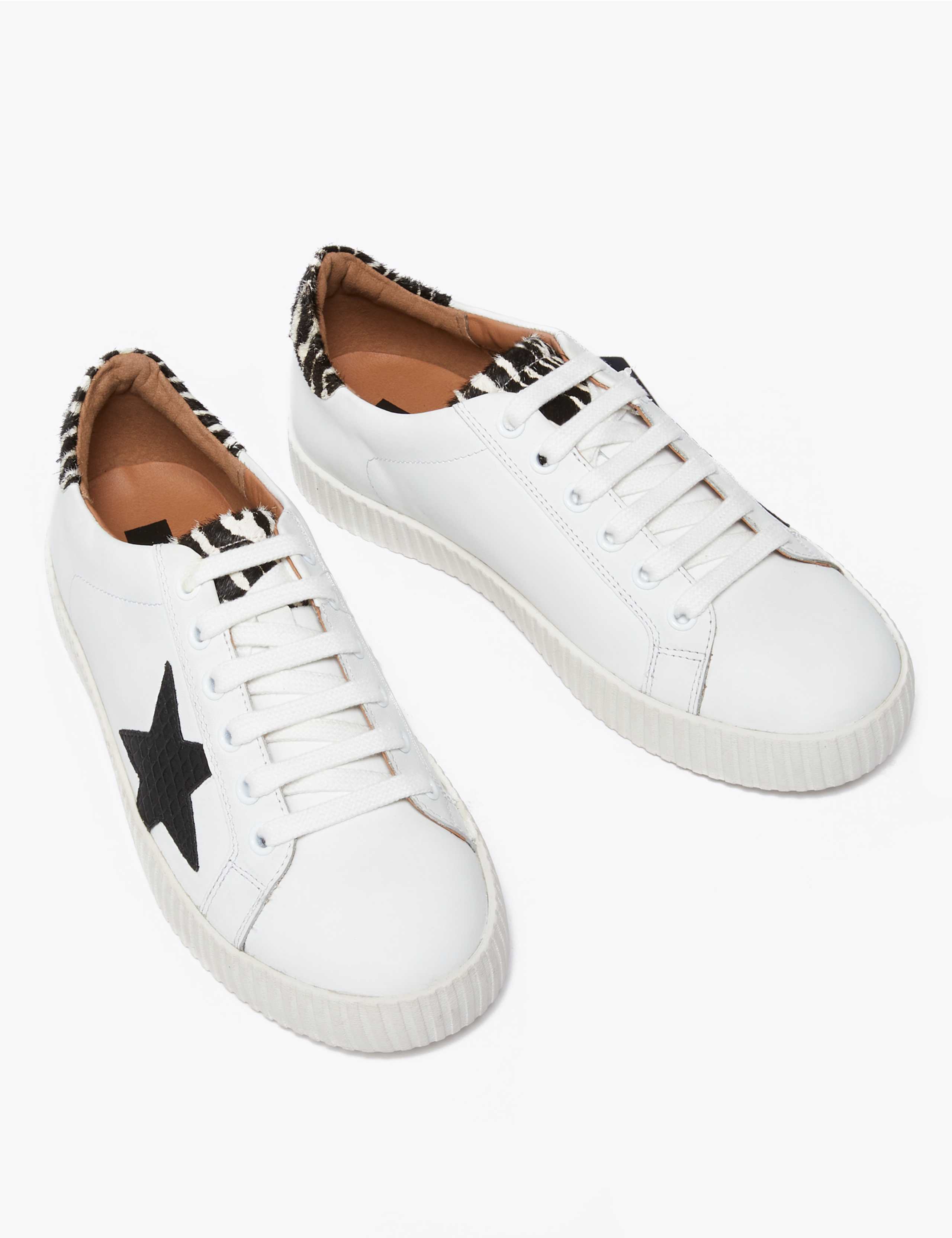 Leather Lace Up Star Print Trainers 3 of 5