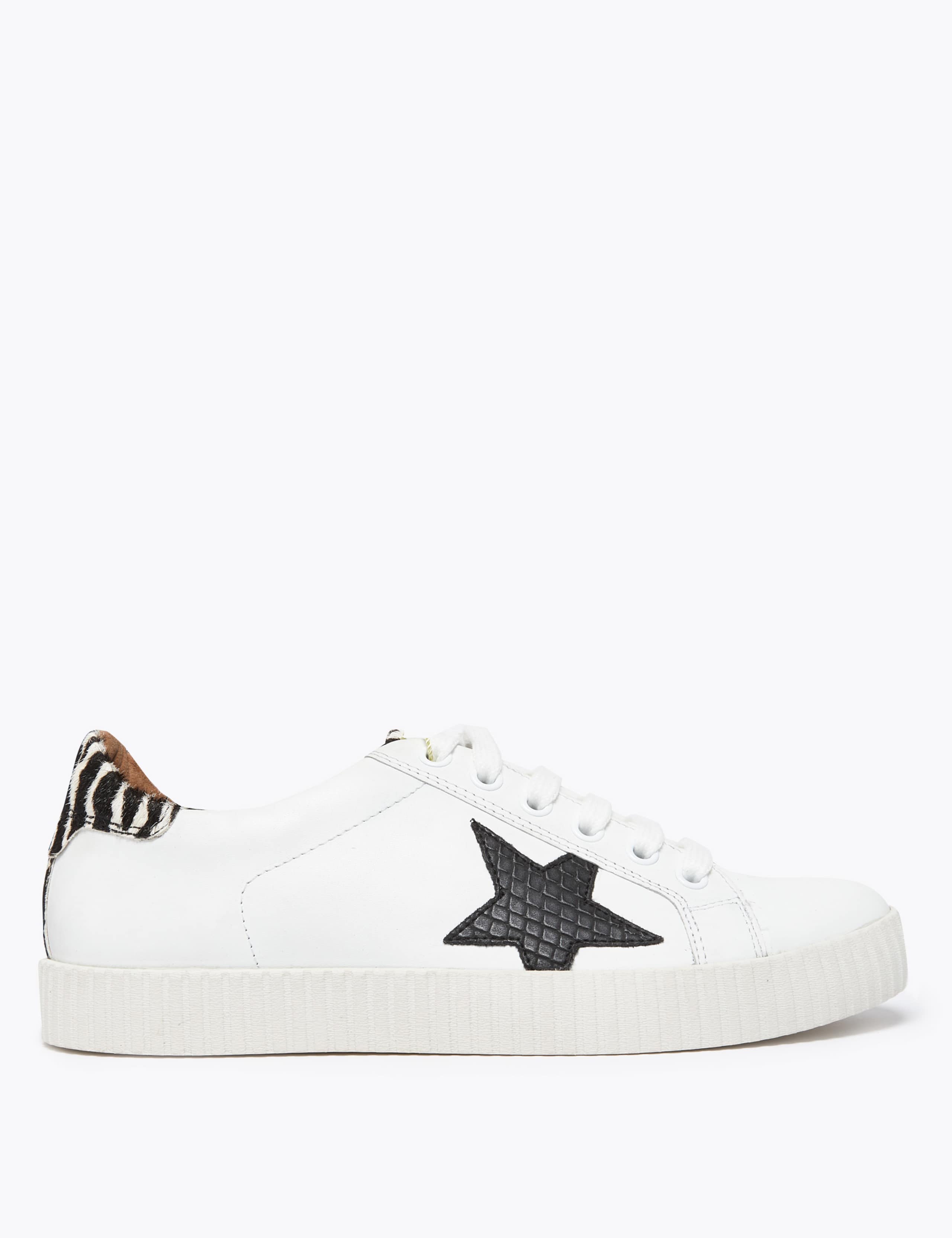 Leather Lace Up Star Print Trainers 2 of 5