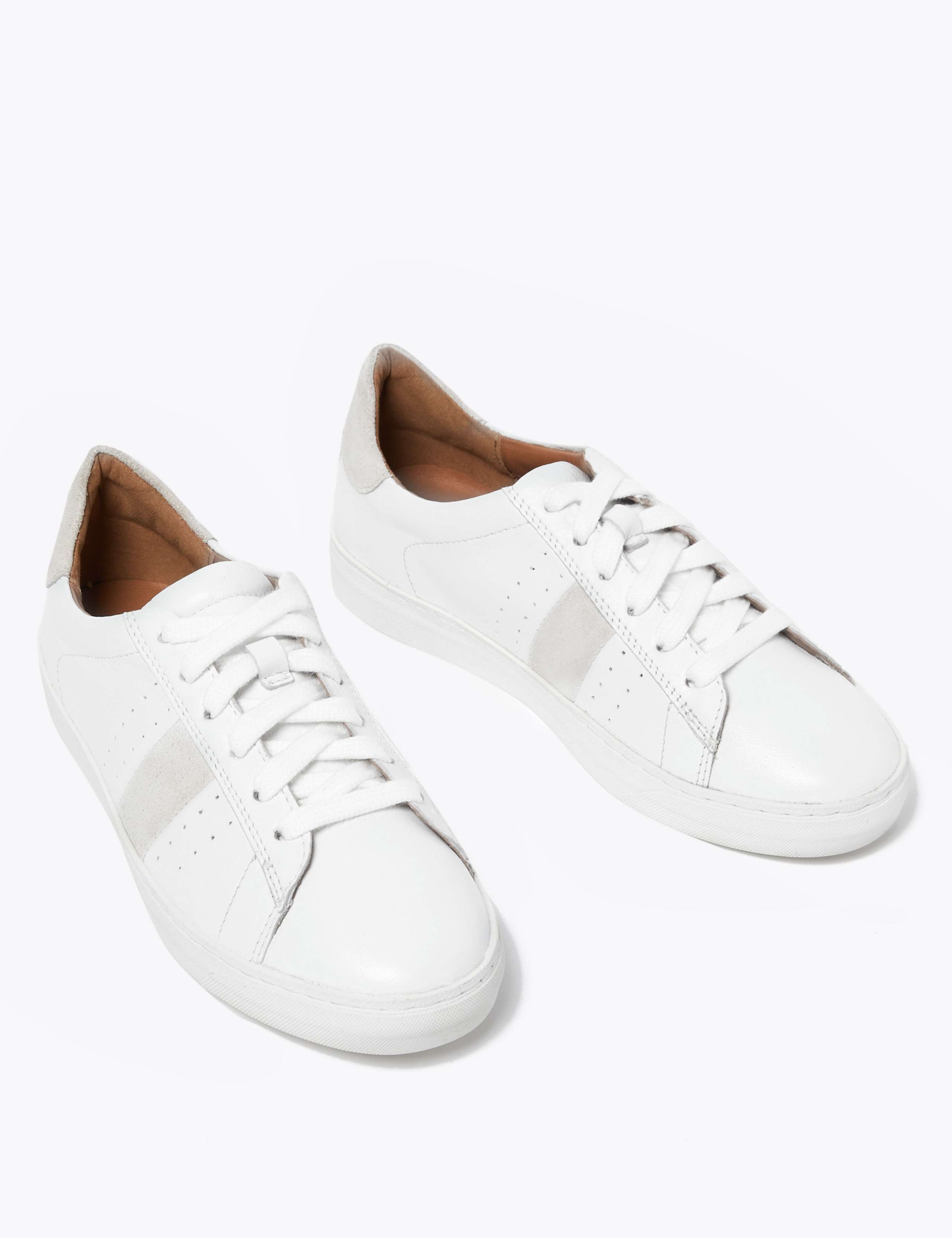 Leather Lace Up Side Stripe Trainers 2 of 4