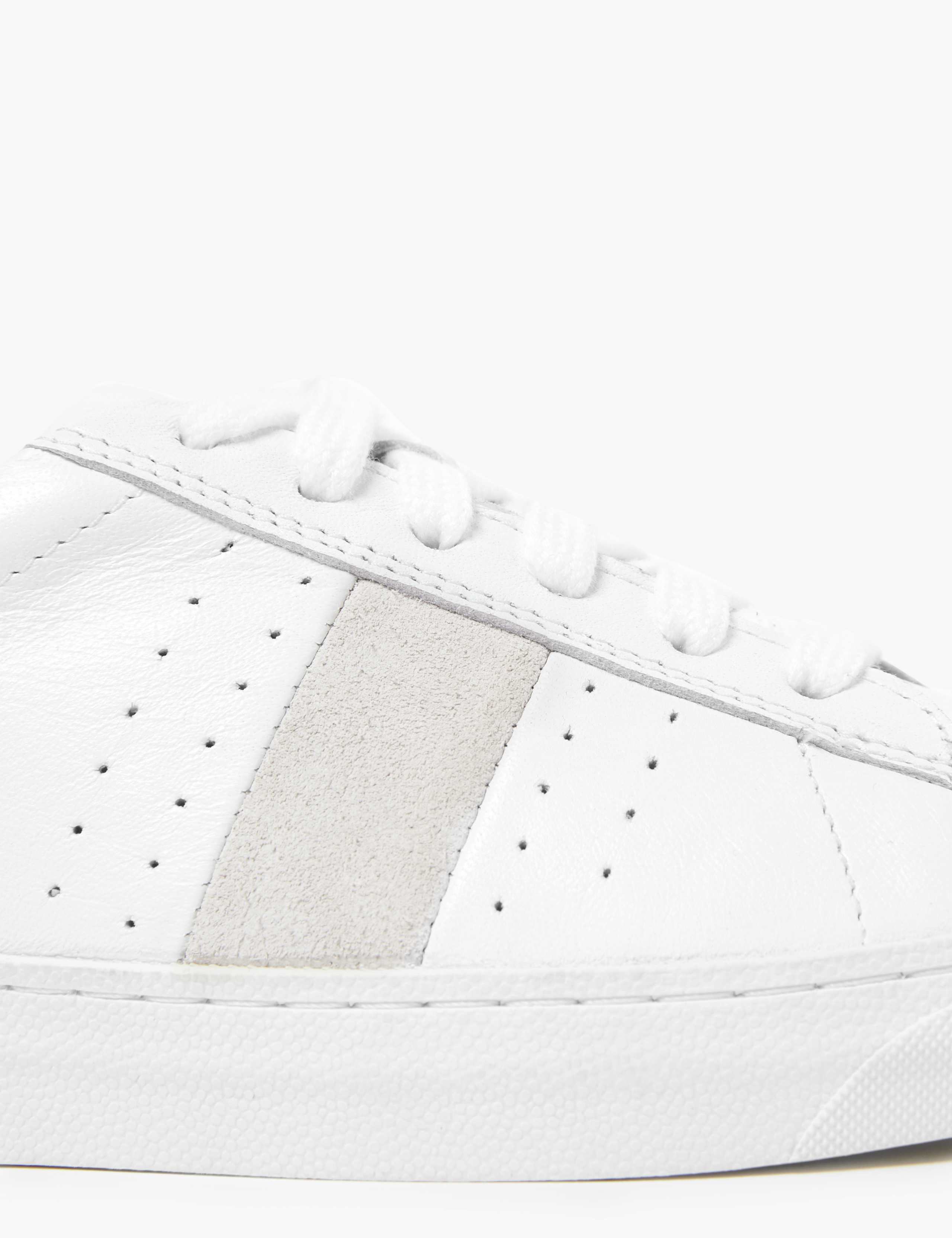 Leather Lace Up Side Stripe Trainers 3 of 4