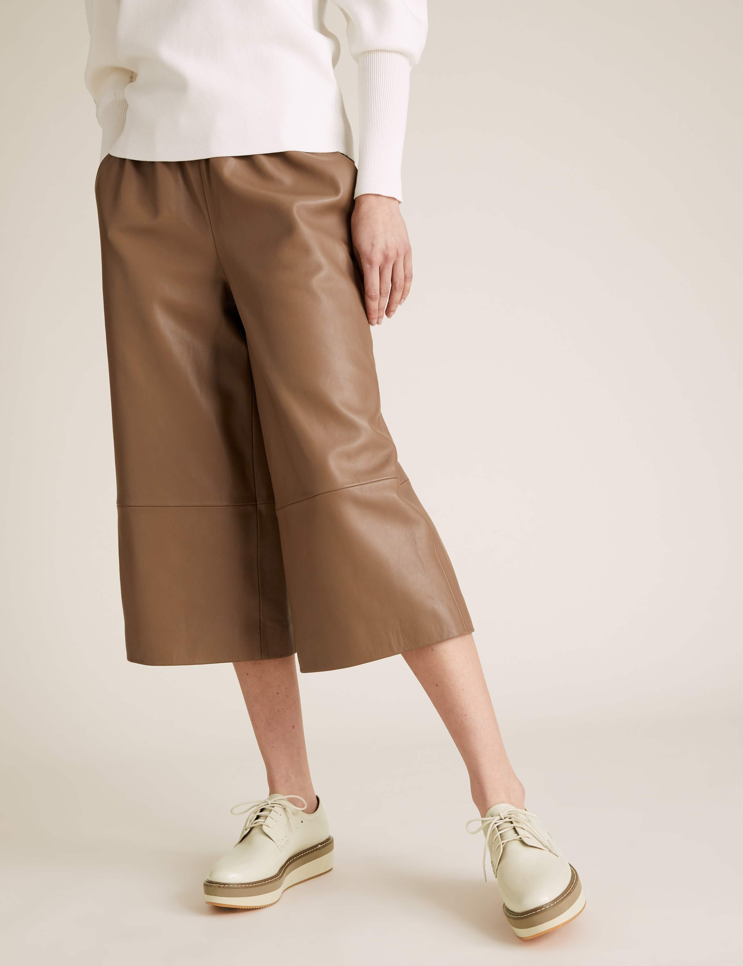 Leather Lace Up Flatform Shoes 1 of 5