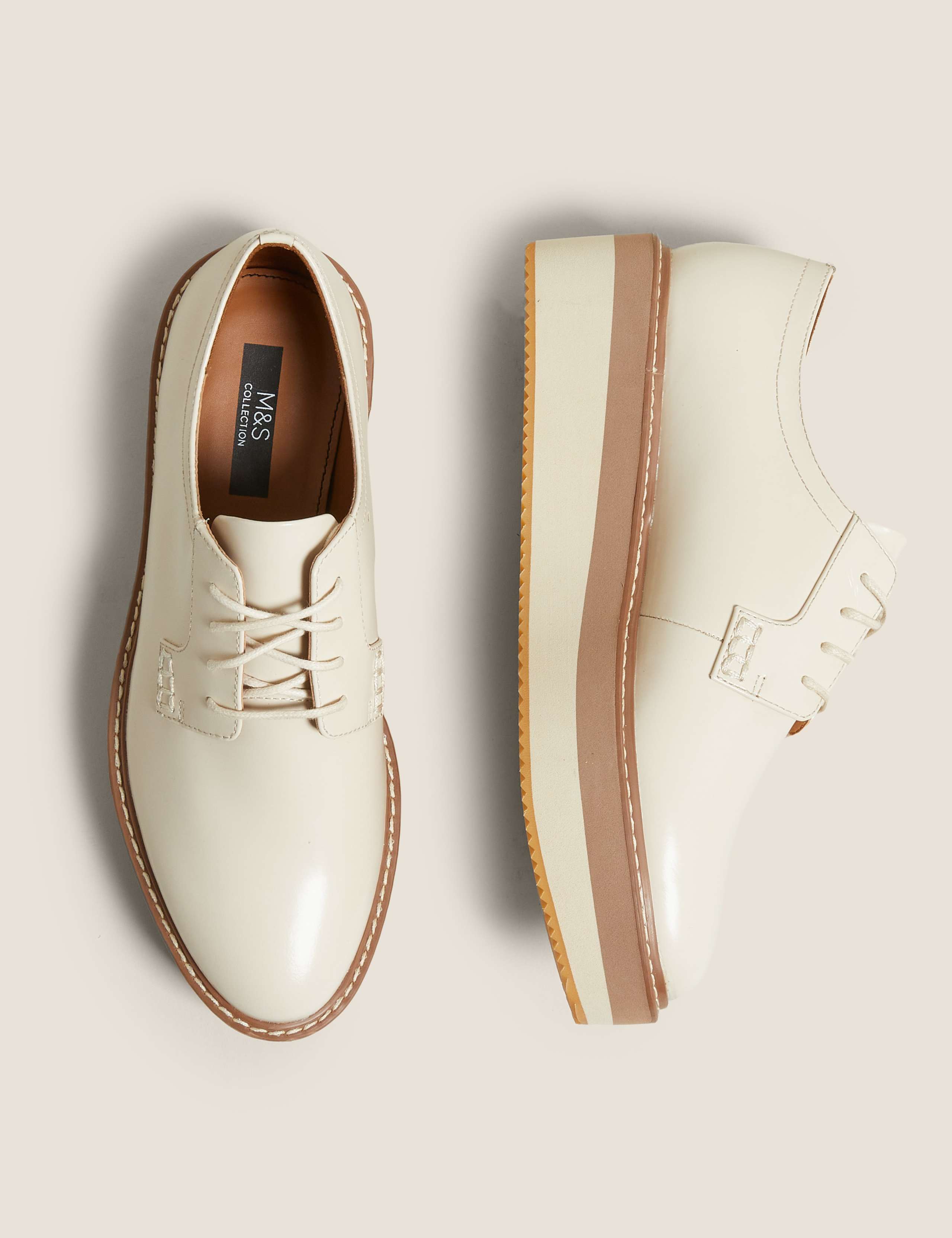 Leather Lace Up Flatform Shoes 3 of 5