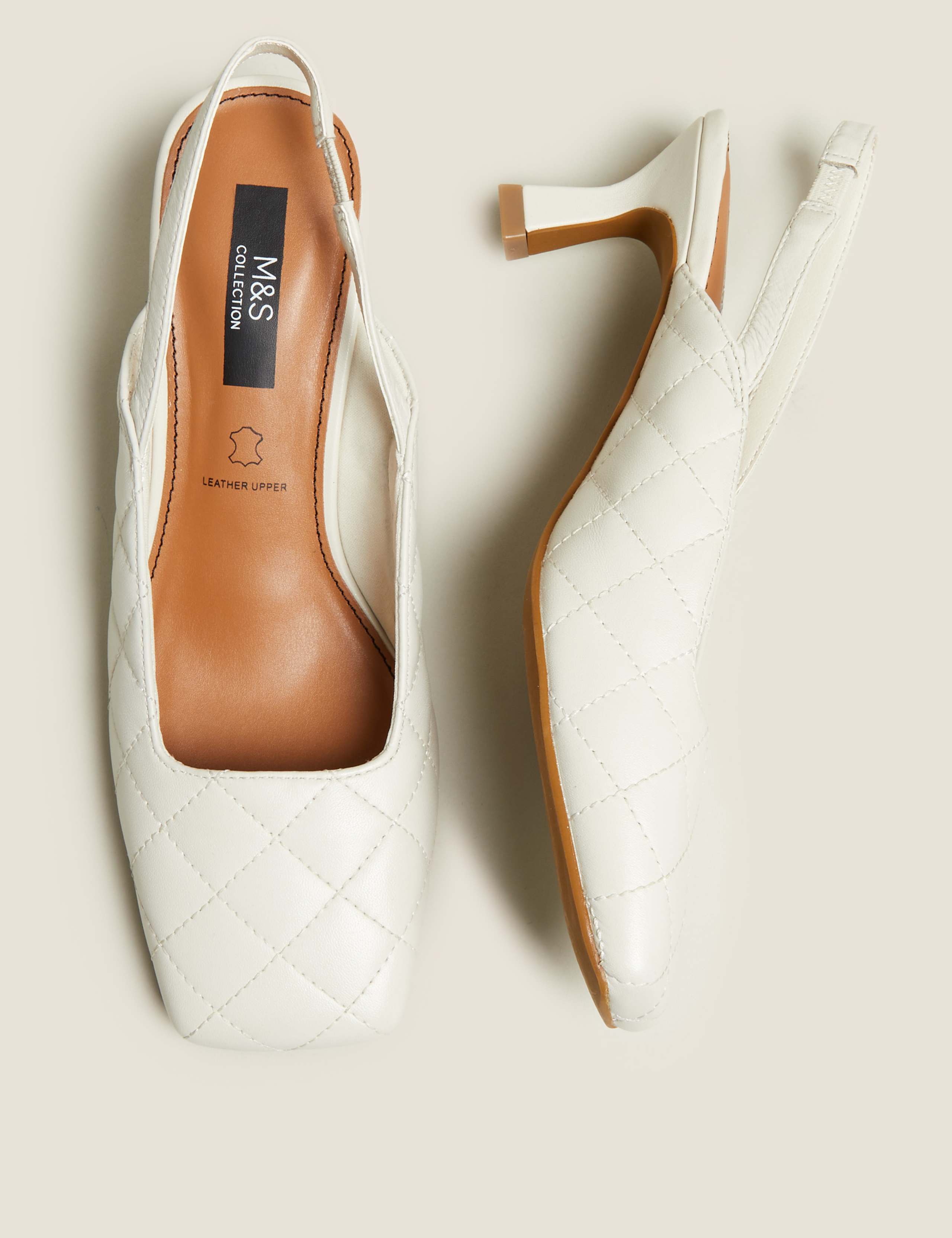 Leather Quilted Square Toe Slingback Shoes 3 of 5