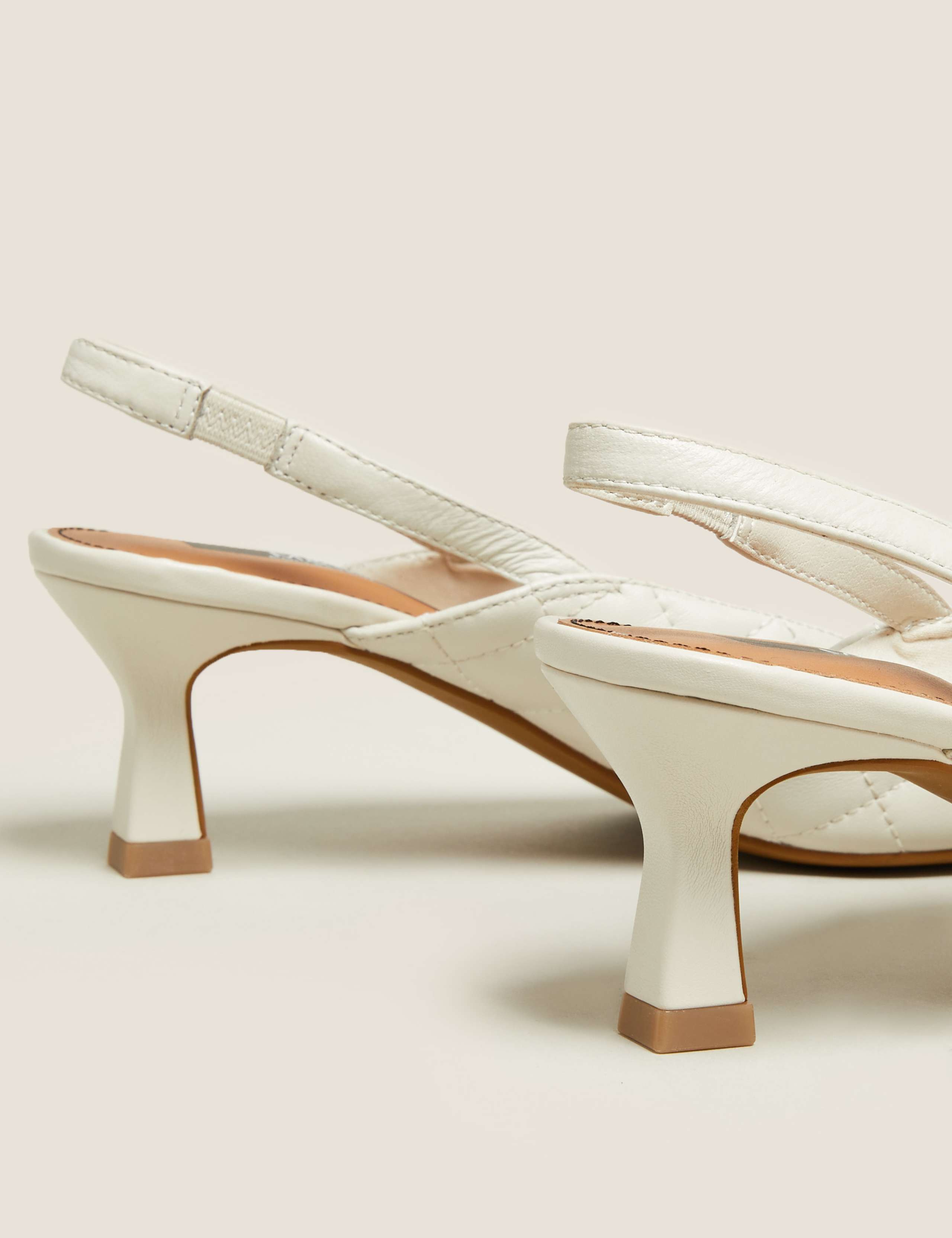 Leather Quilted Square Toe Slingback Shoes 4 of 5